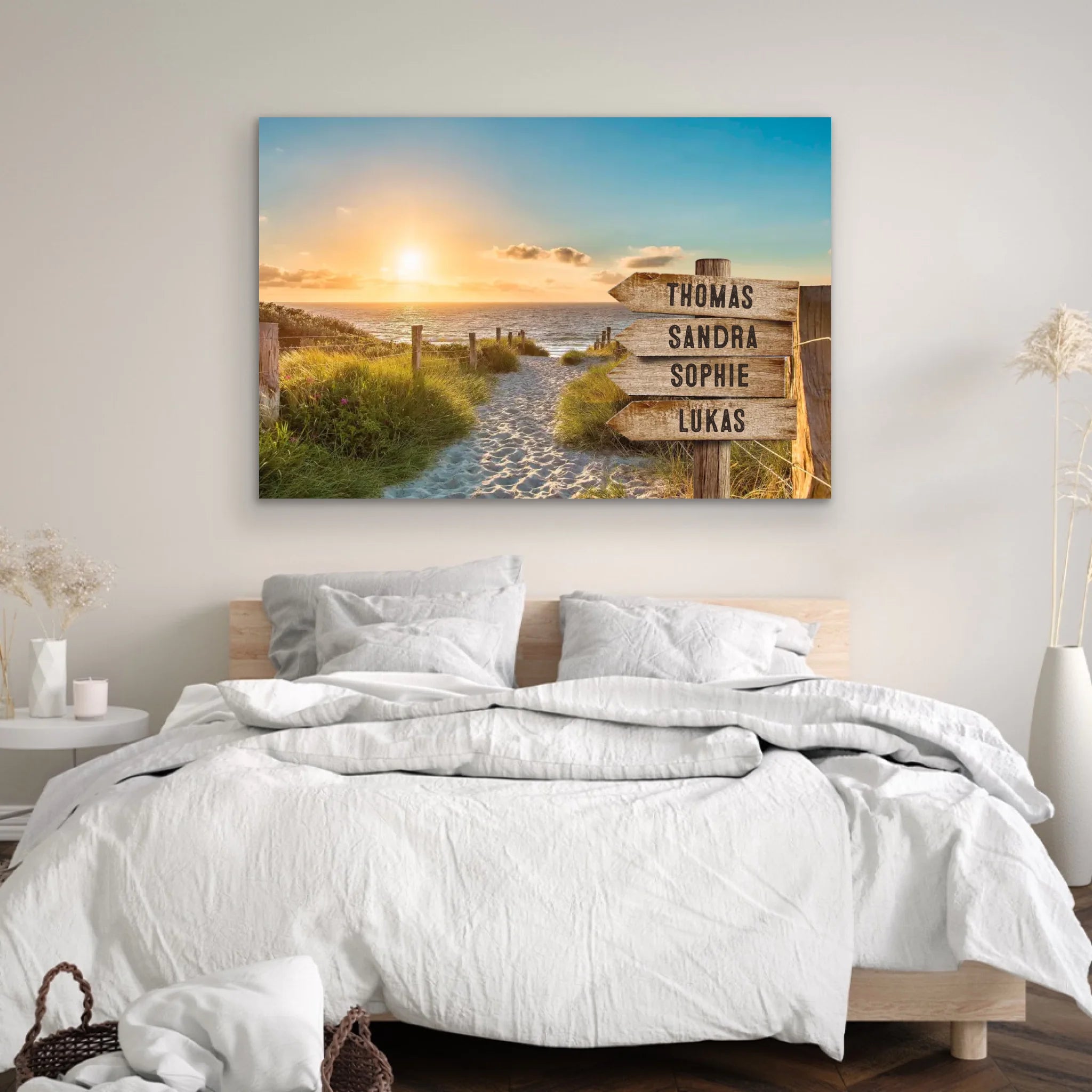 Personalized Canvas "Shared Signpost at the Beach“