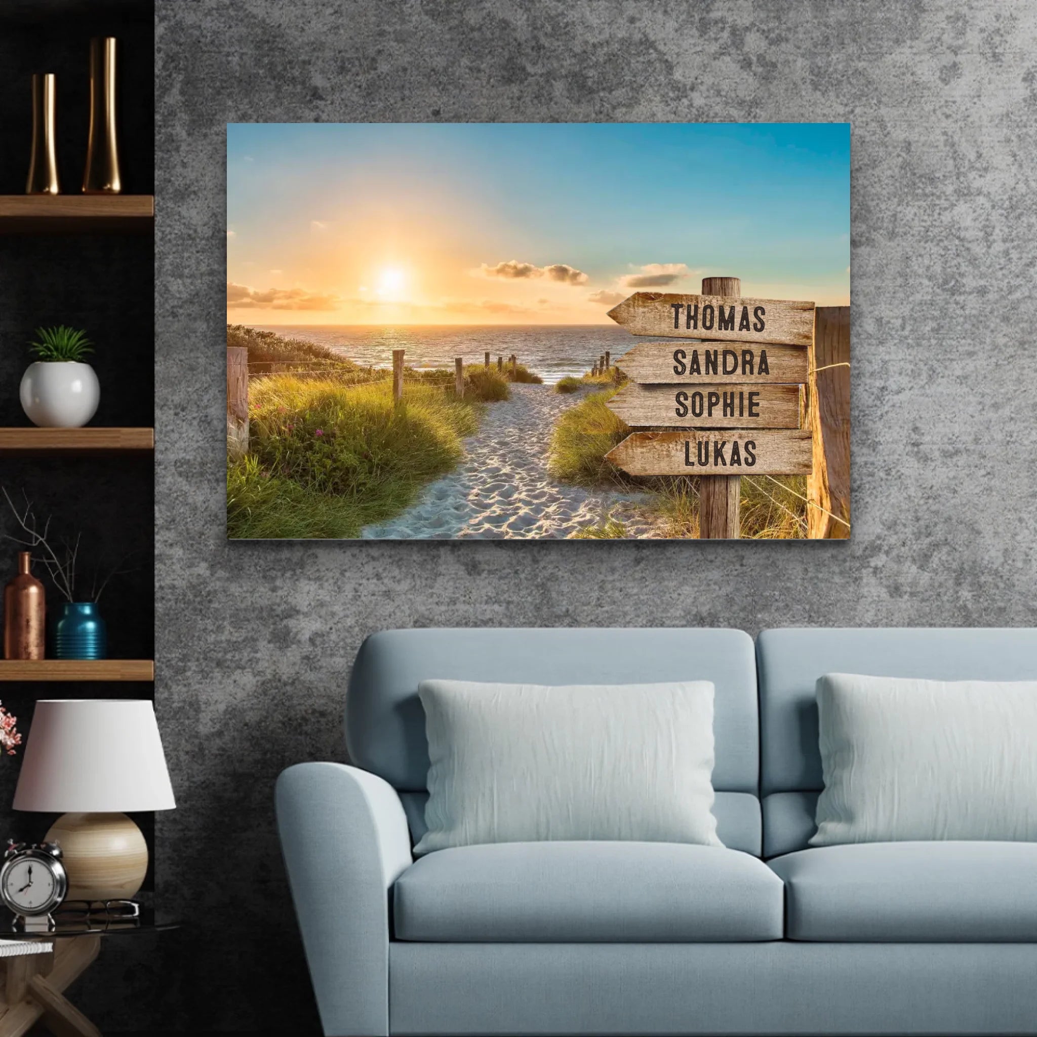 Personalized Canvas "Shared Signpost at the Beach“