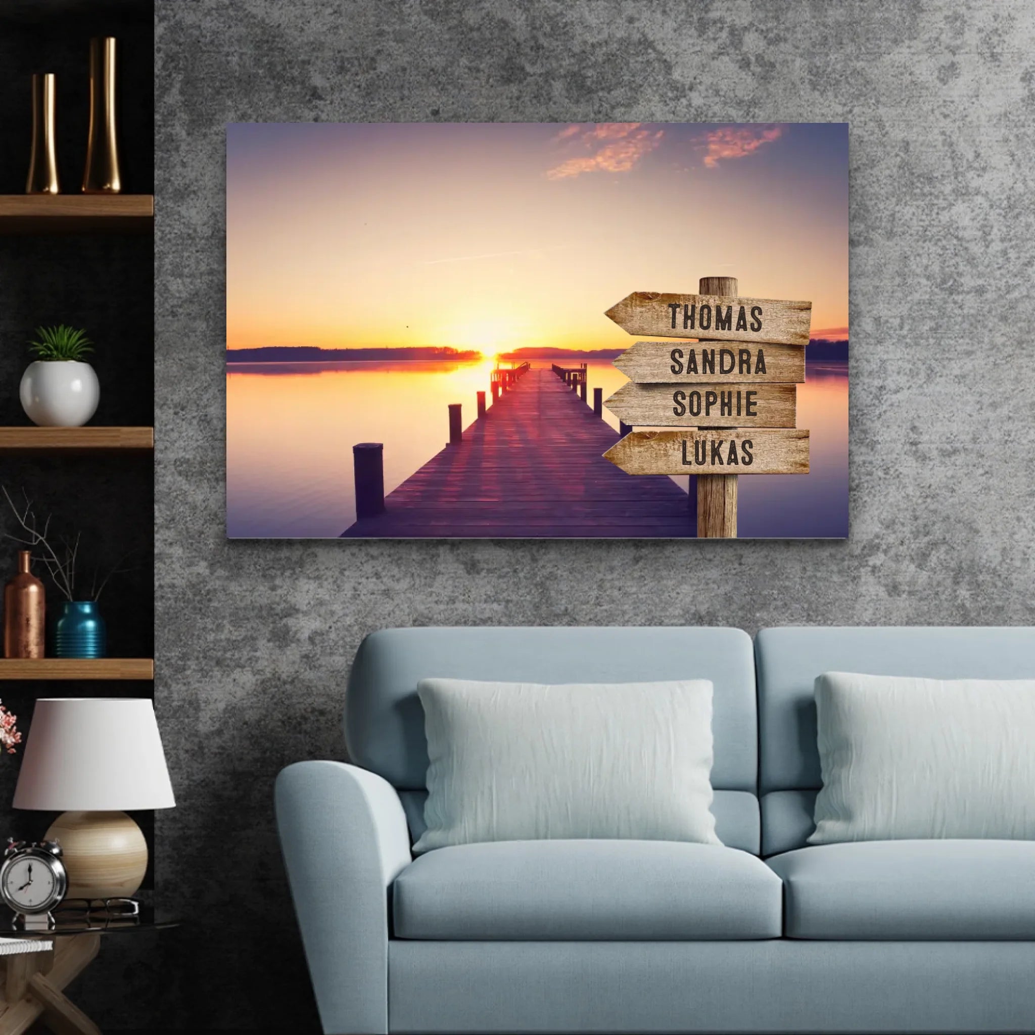 Personalized Canvas "Shared Signpost at the Pier"