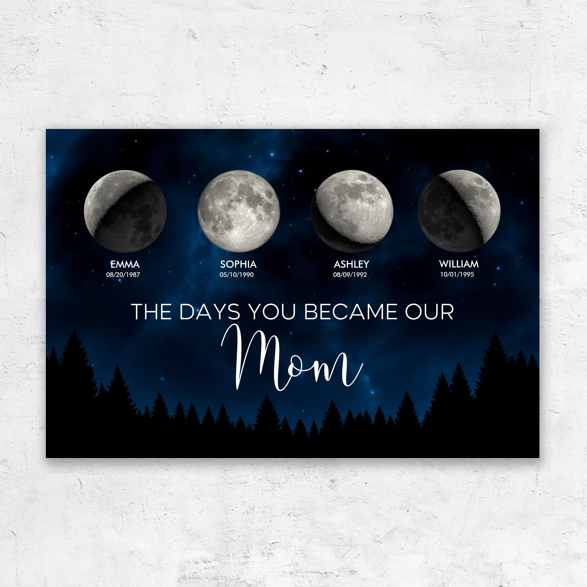 Personalized Canvas "Moon phase - The days you became our mom"