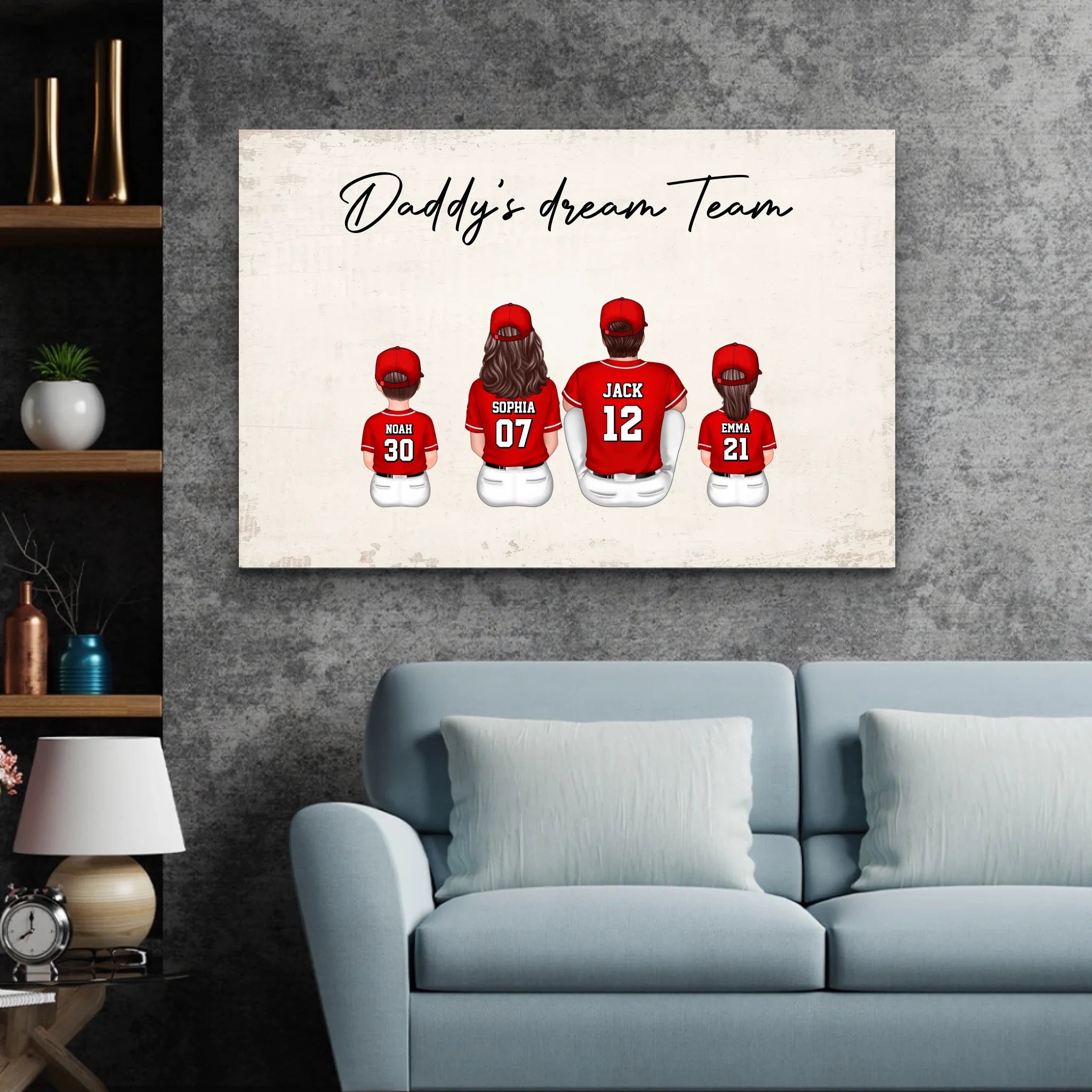 Personalized Canvas "Daddy's dream team – Baseball"