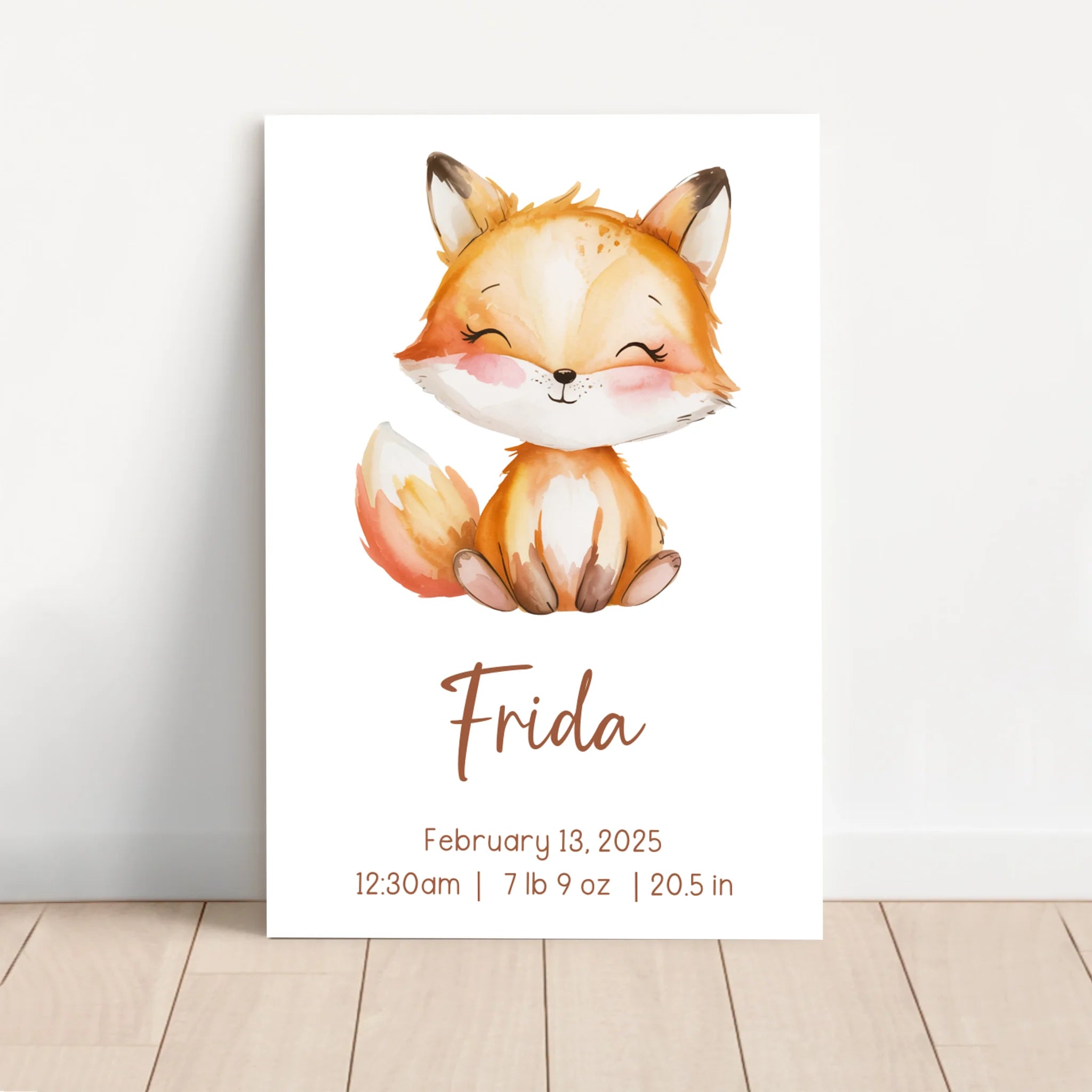 Personalized Canvas – Birth Gift With Animal Motif