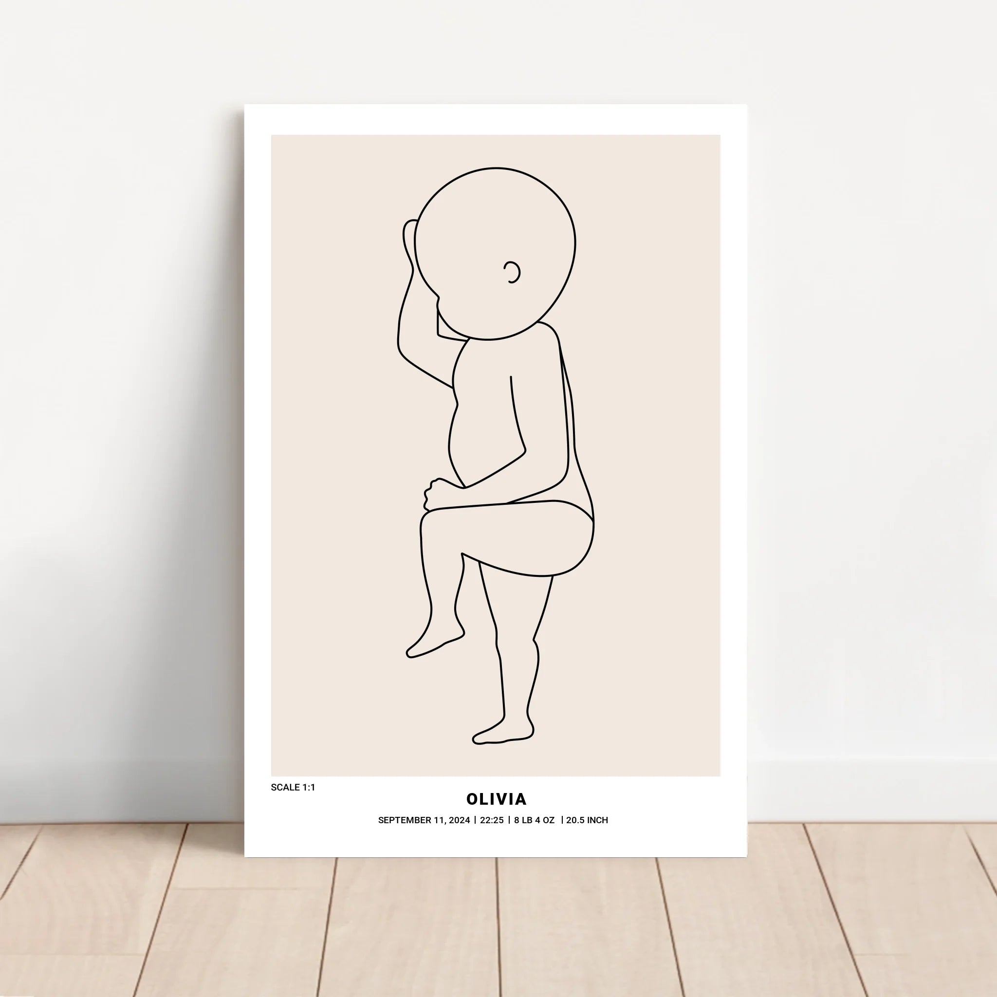 Personalized Canvas – Baby Birth Line Art