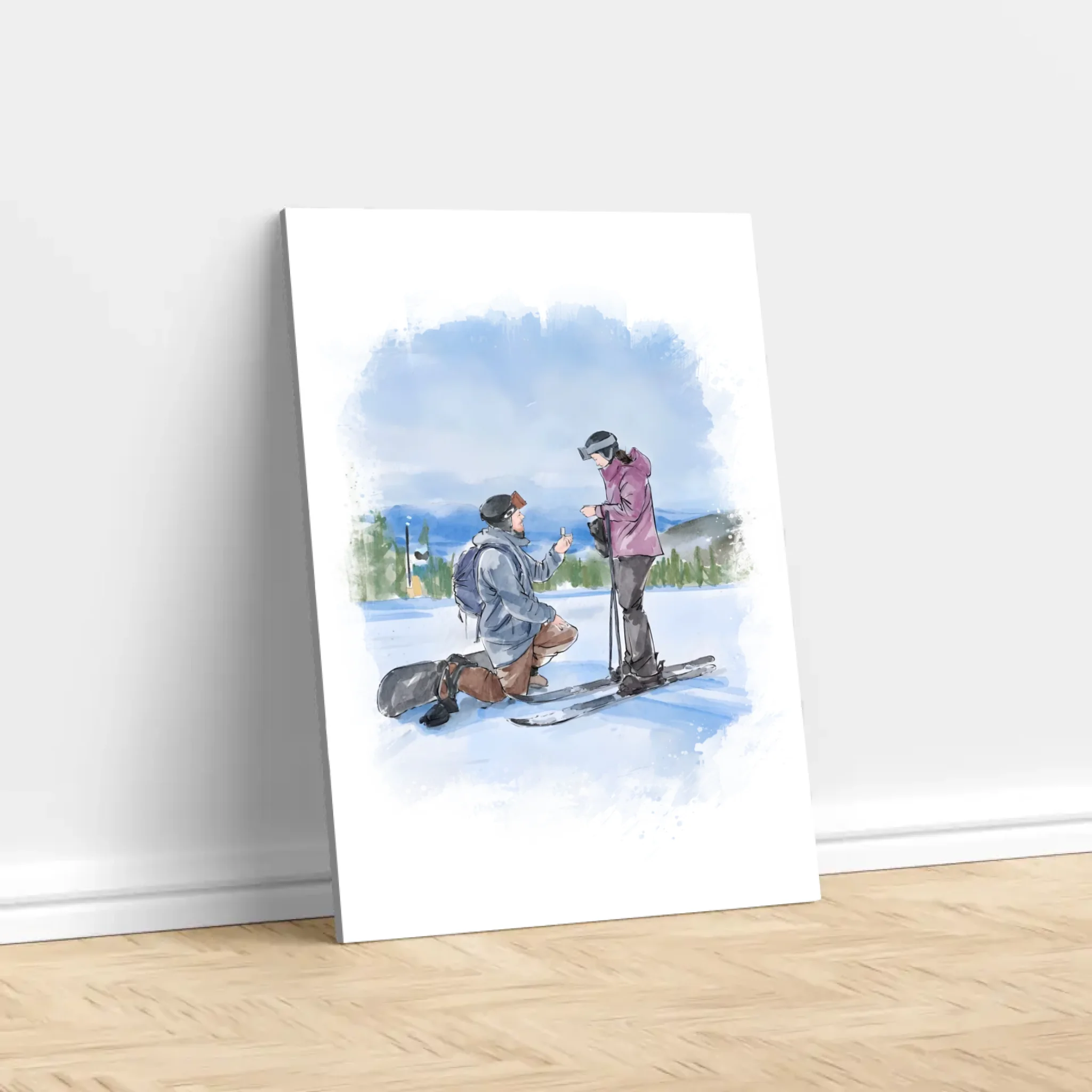 Personalized Canvas – Couple Watercolor Art From Photo