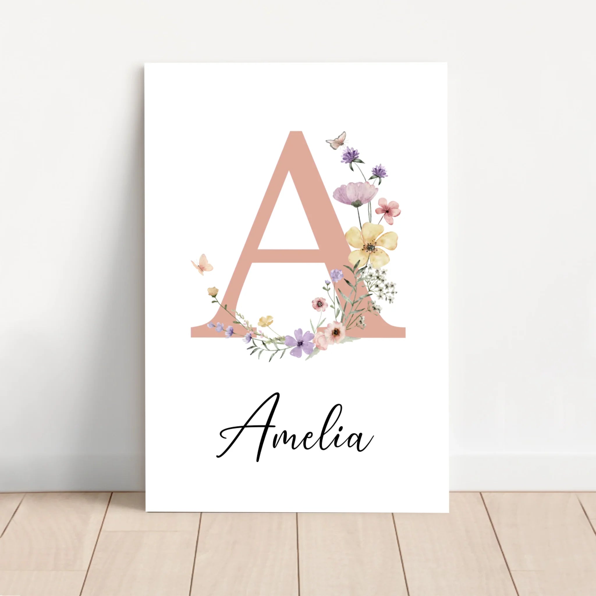 Personalized Canvas – Baby Floral Initial Name Sign