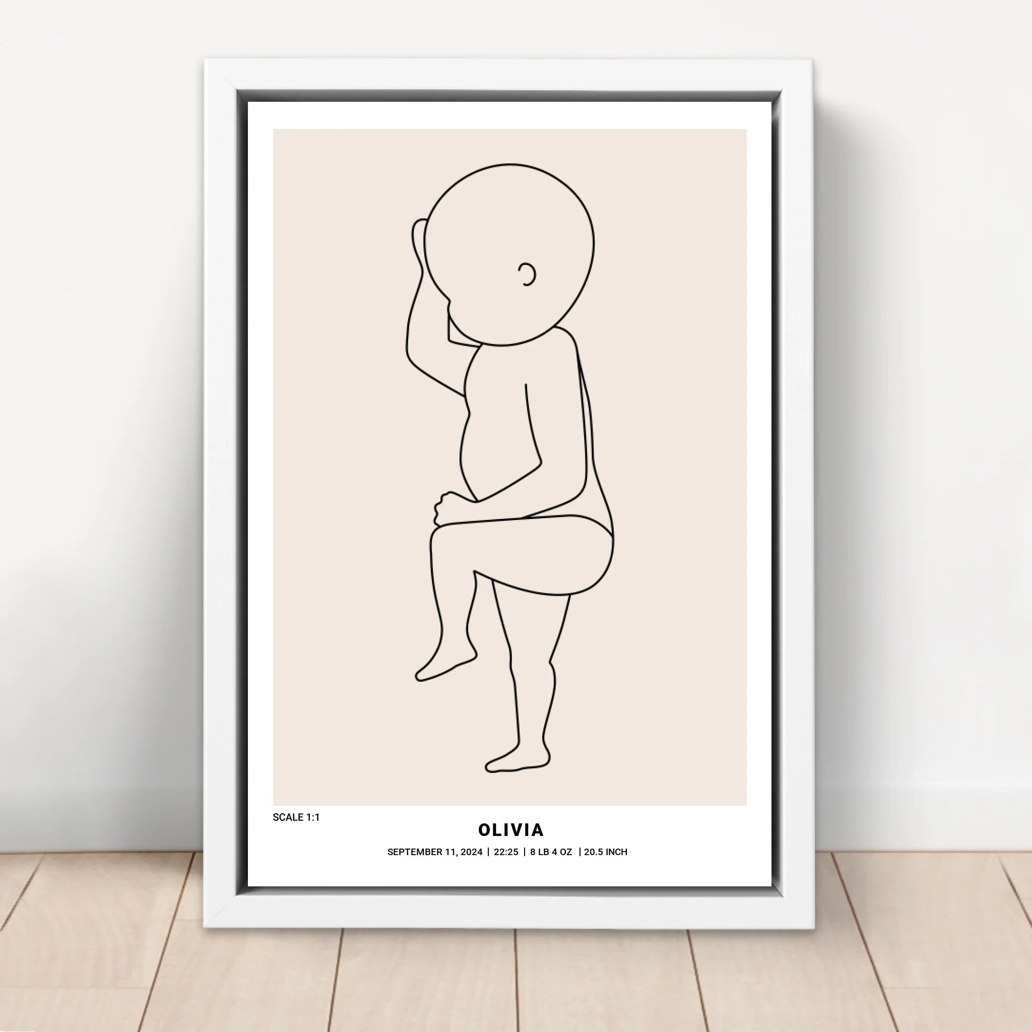 Personalized Canvas – Baby Birth Line Art