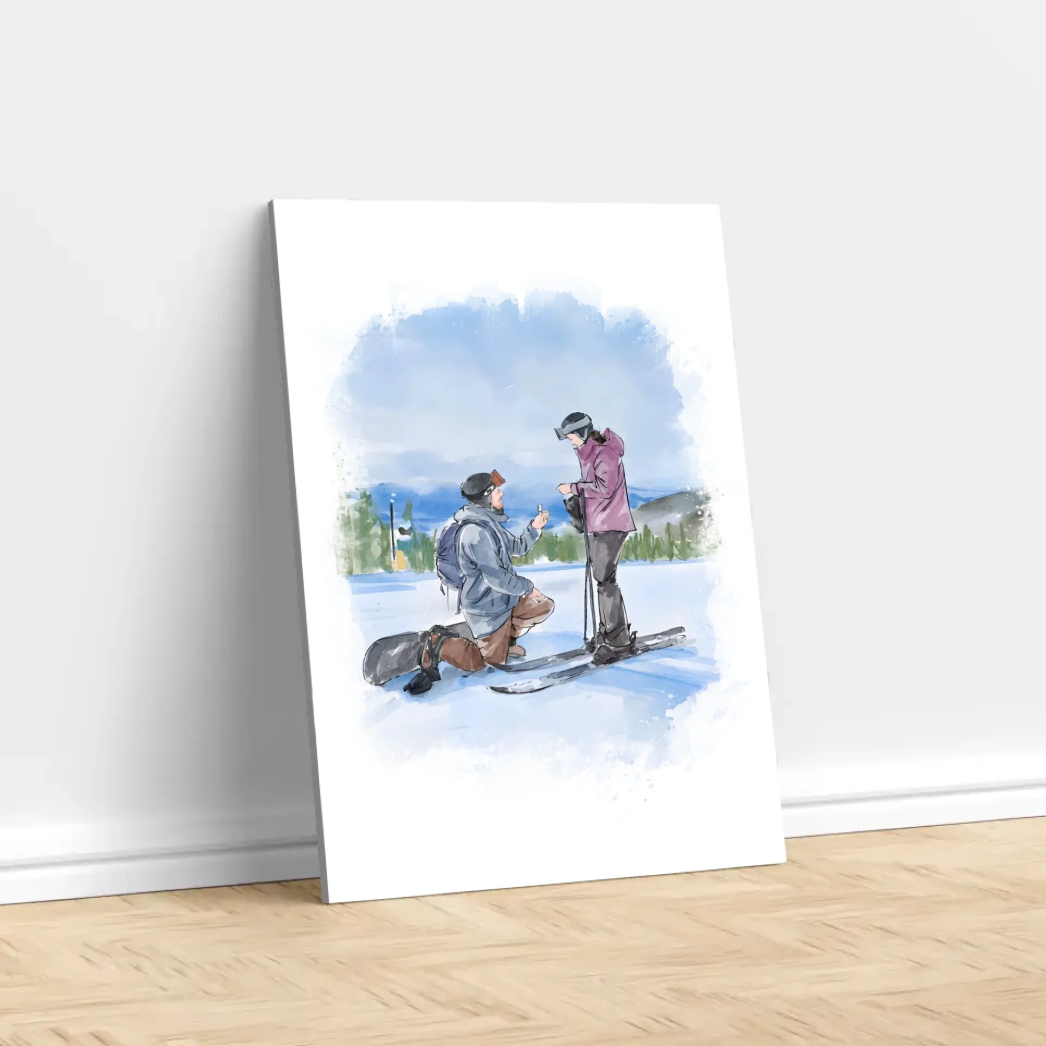 Personalized Canvas – Couple Watercolor Art From Photo