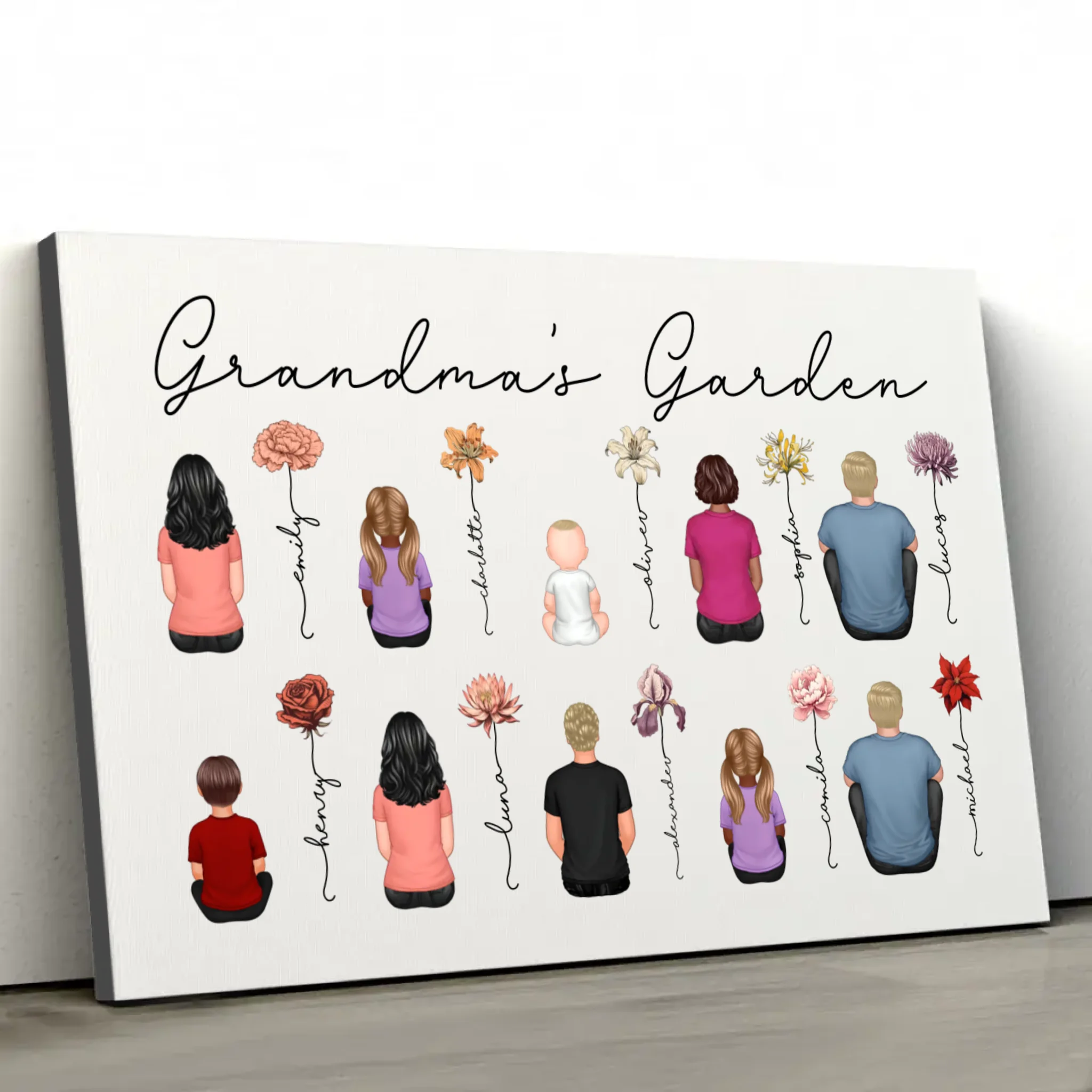 Personalized Canvas – Vintage Birth Month Flowers Garden