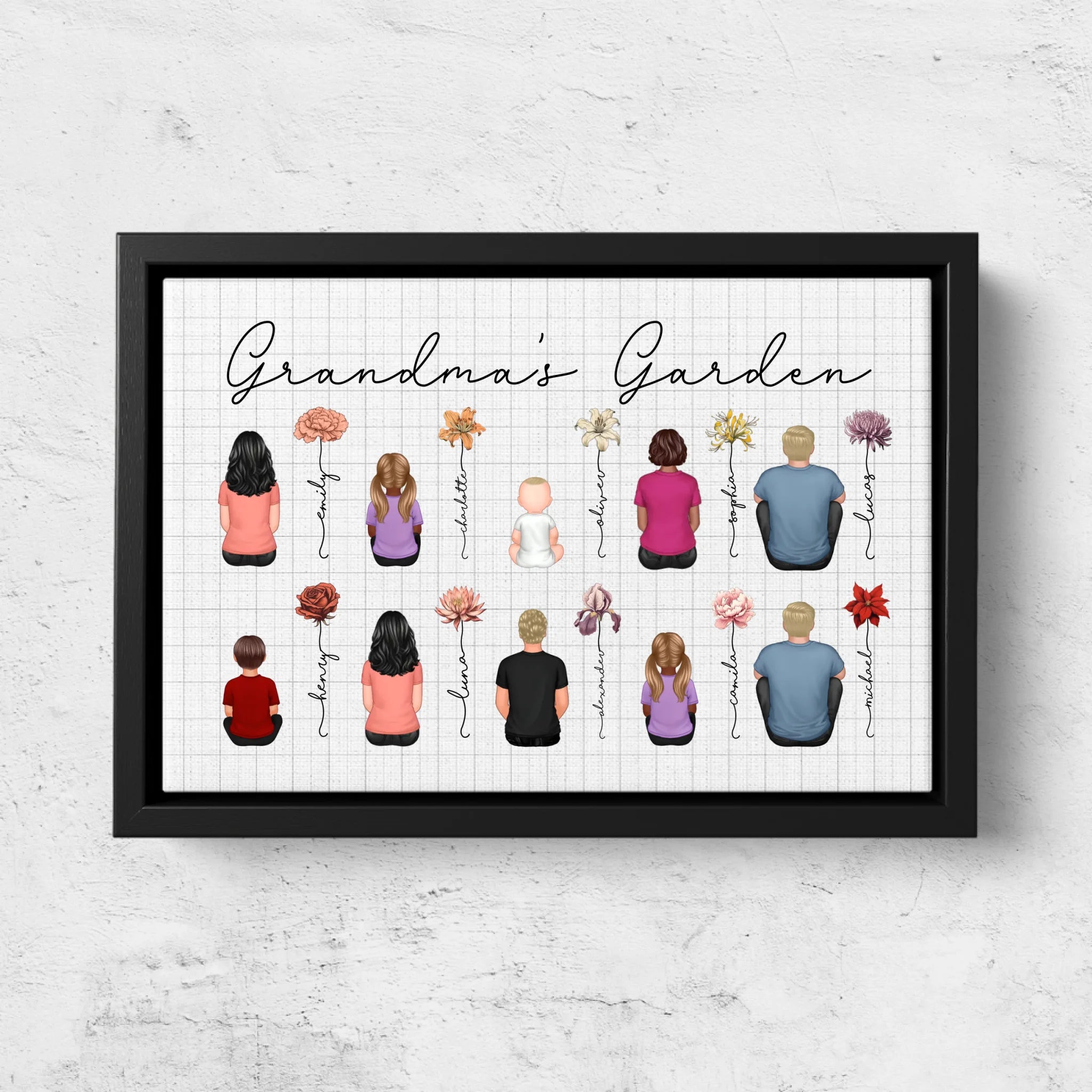 Personalized Canvas – Vintage Birth Month Flowers Garden