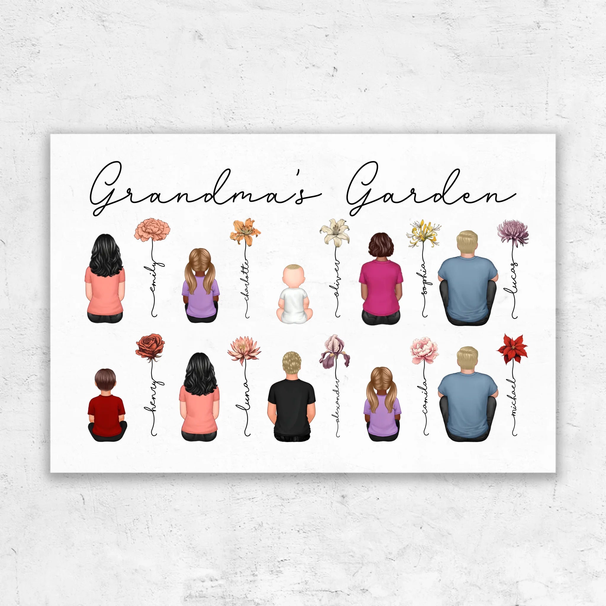 Personalized Canvas – Vintage Birth Month Flowers Garden