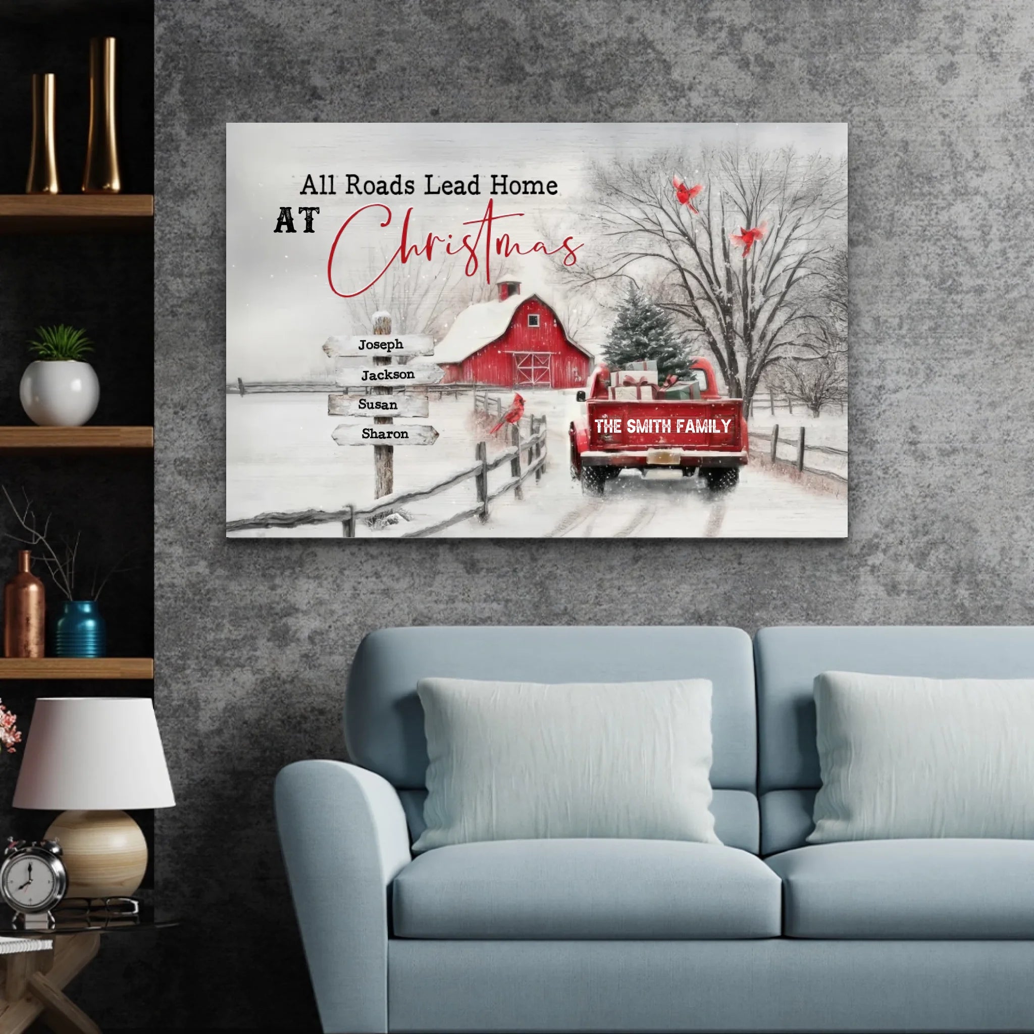 Personalized Canvas – All Roads Lead Home at Christmas