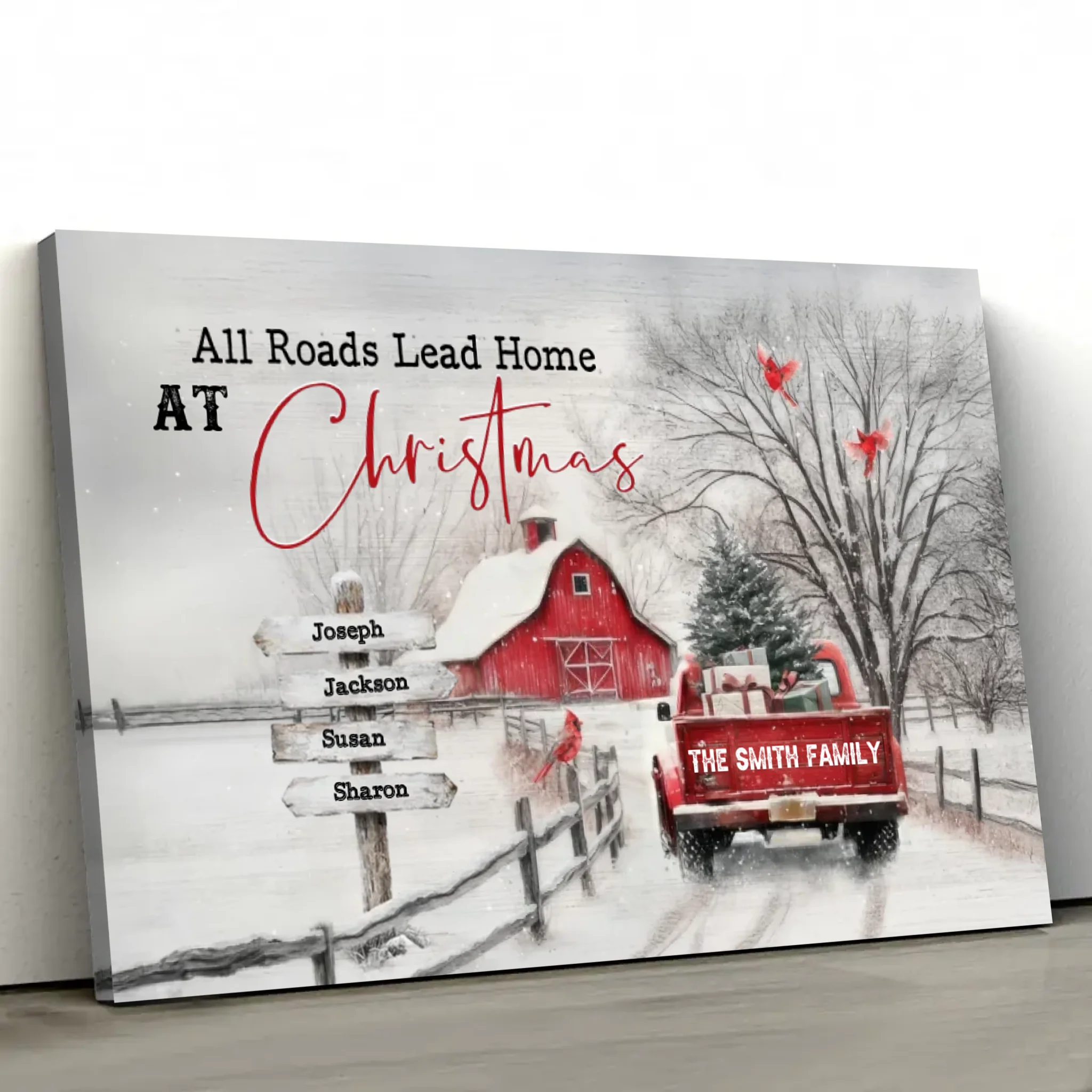 Personalized Canvas – All Roads Lead Home at Christmas