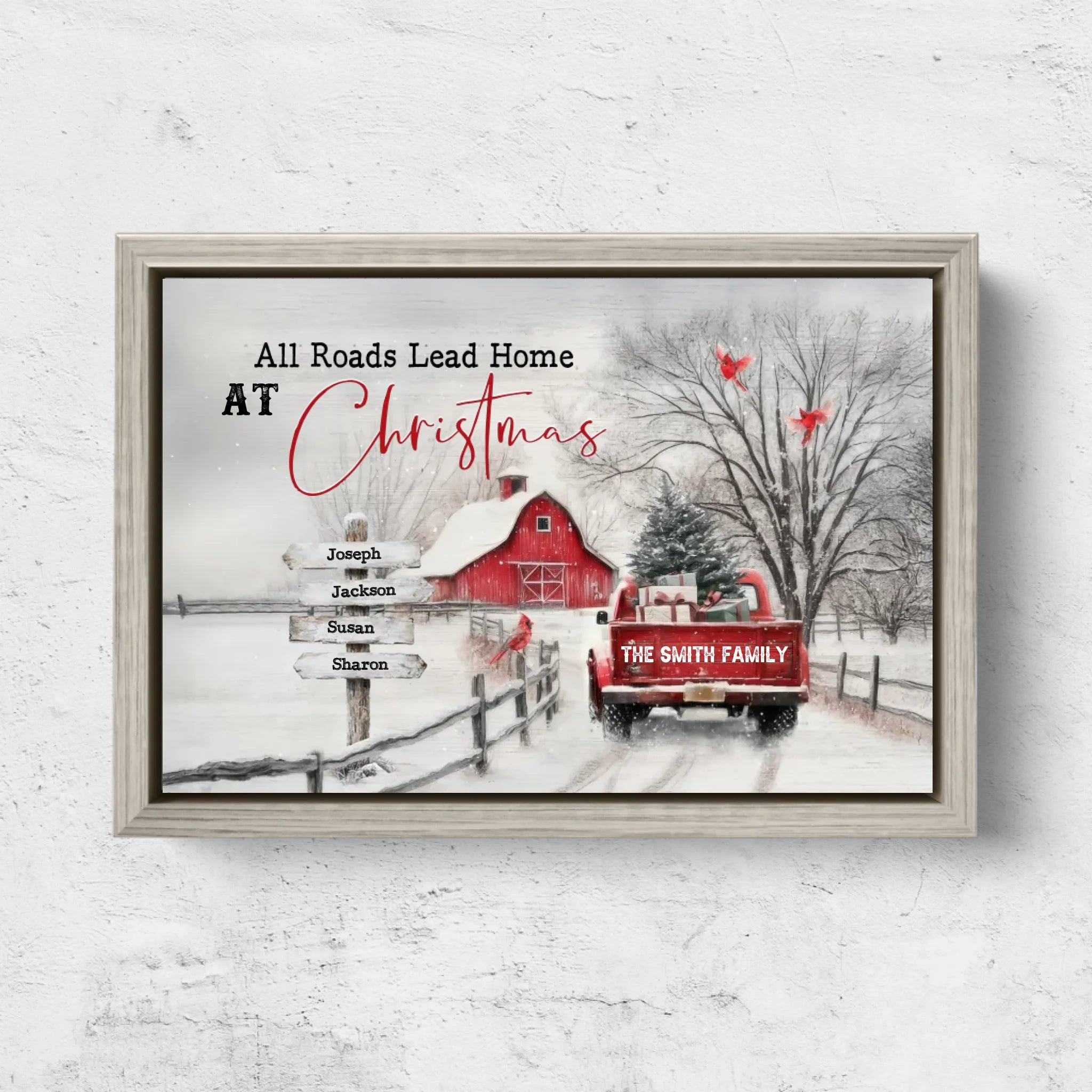 Personalized Canvas – All Roads Lead Home at Christmas