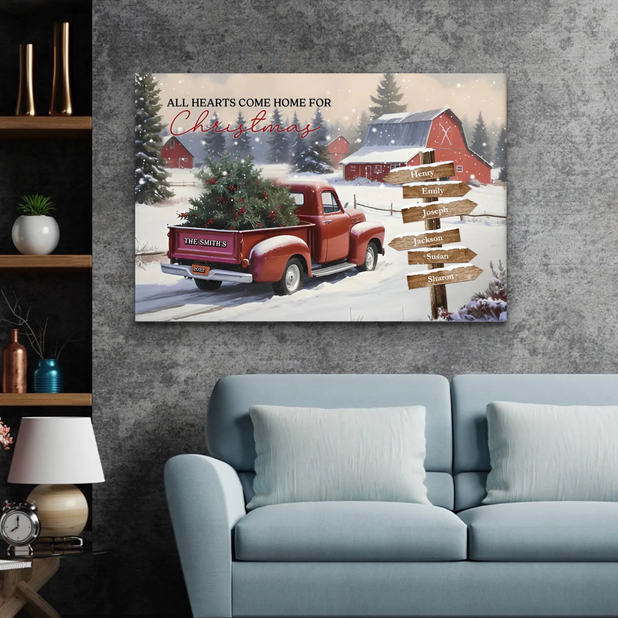 Personalized Canvas – All Hearts Come Home for Christmas