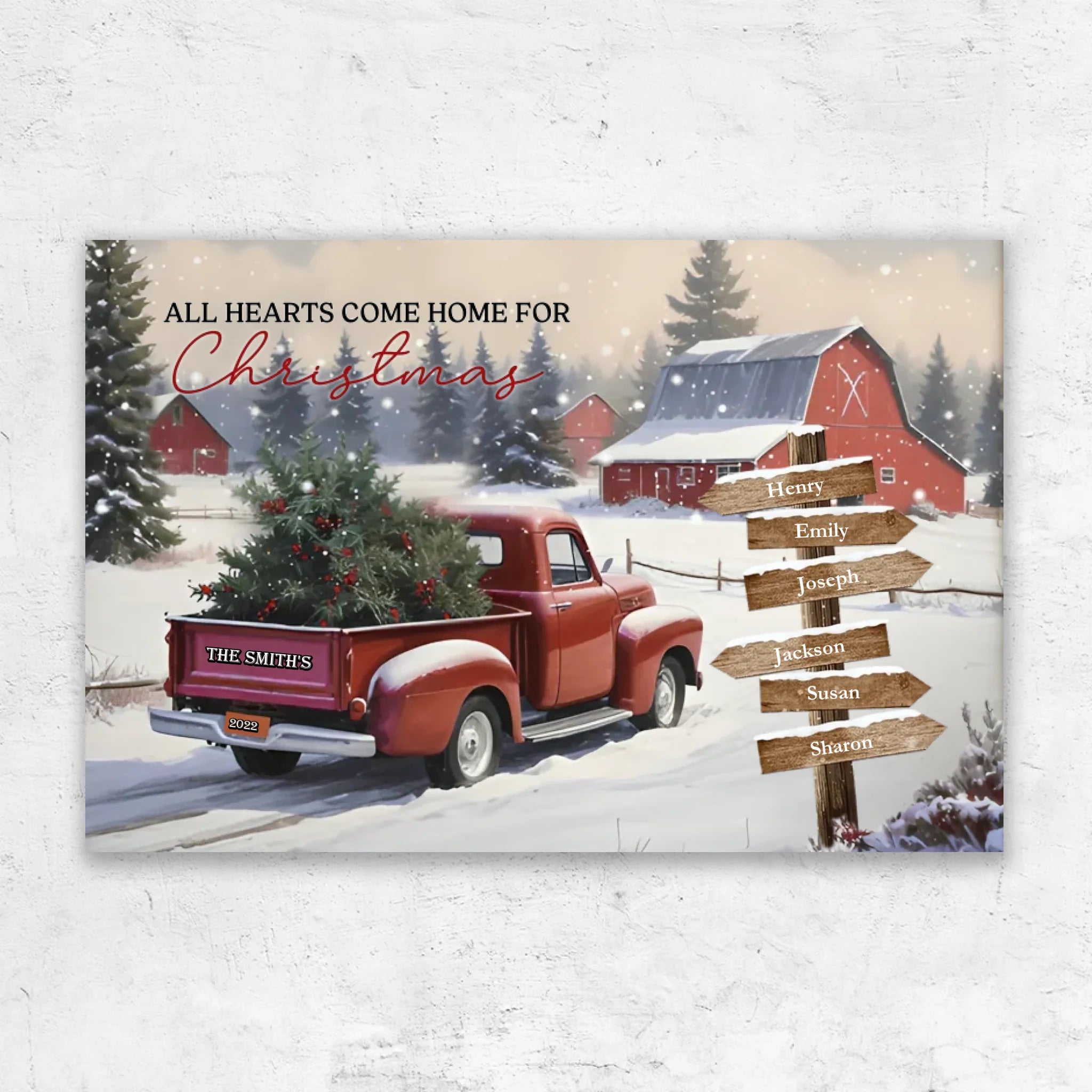 Personalized Canvas – All Hearts Come Home for Christmas