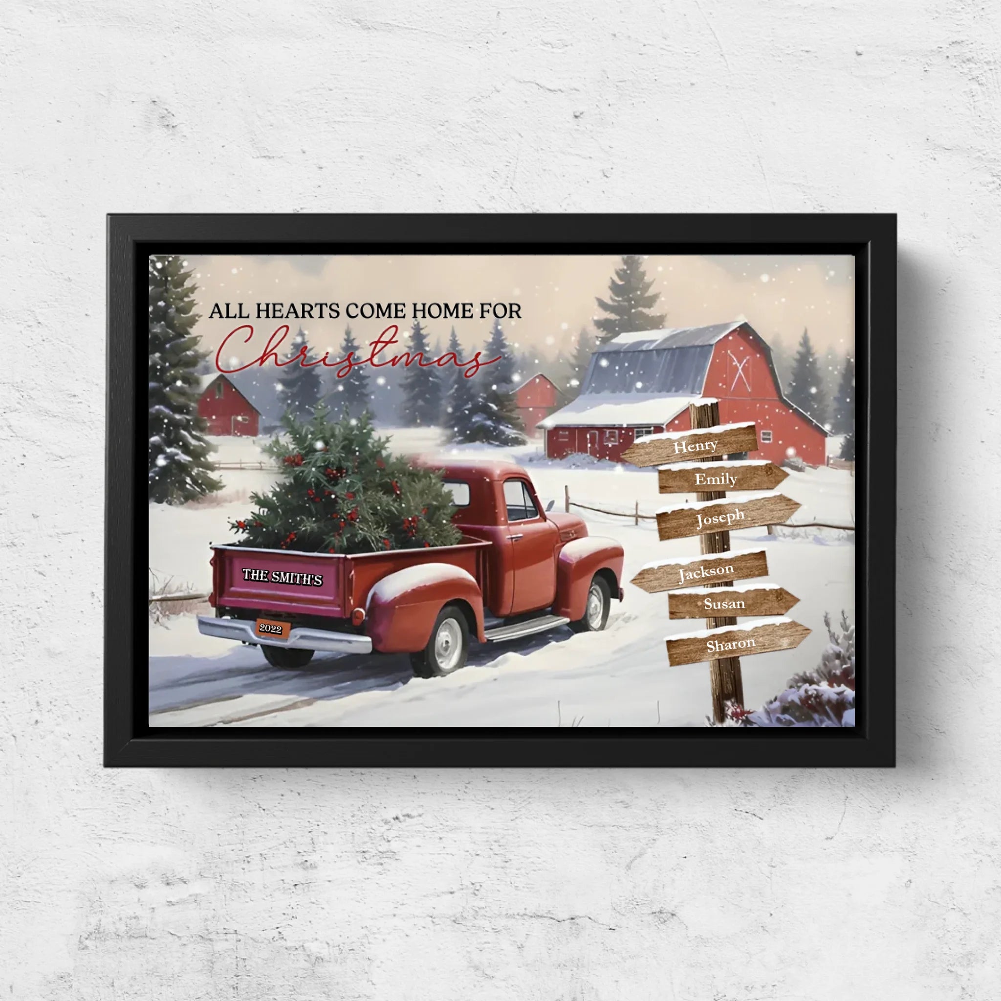 Personalized Canvas – All Hearts Come Home for Christmas