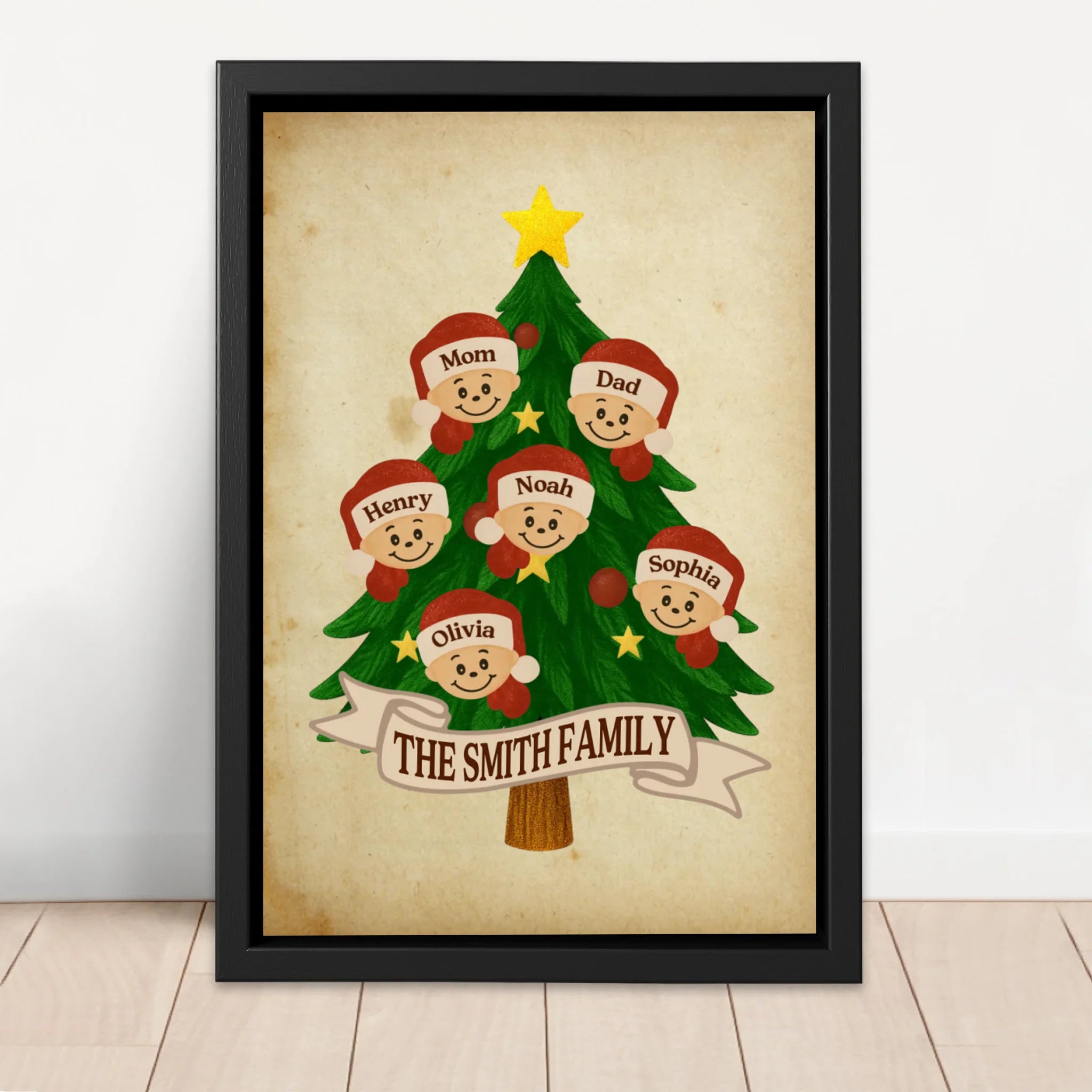 Personalized Canvas – Santa Family Name Tree