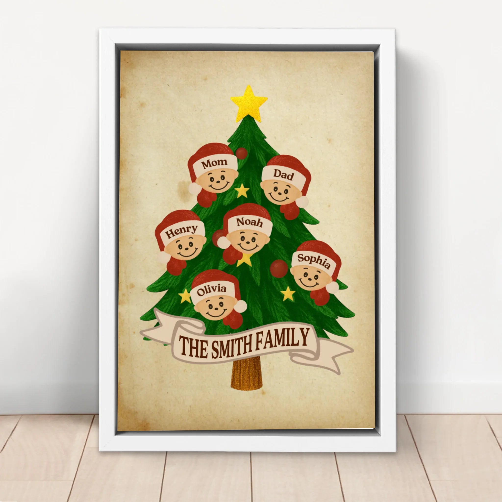 Personalized Canvas – Santa Family Name Tree