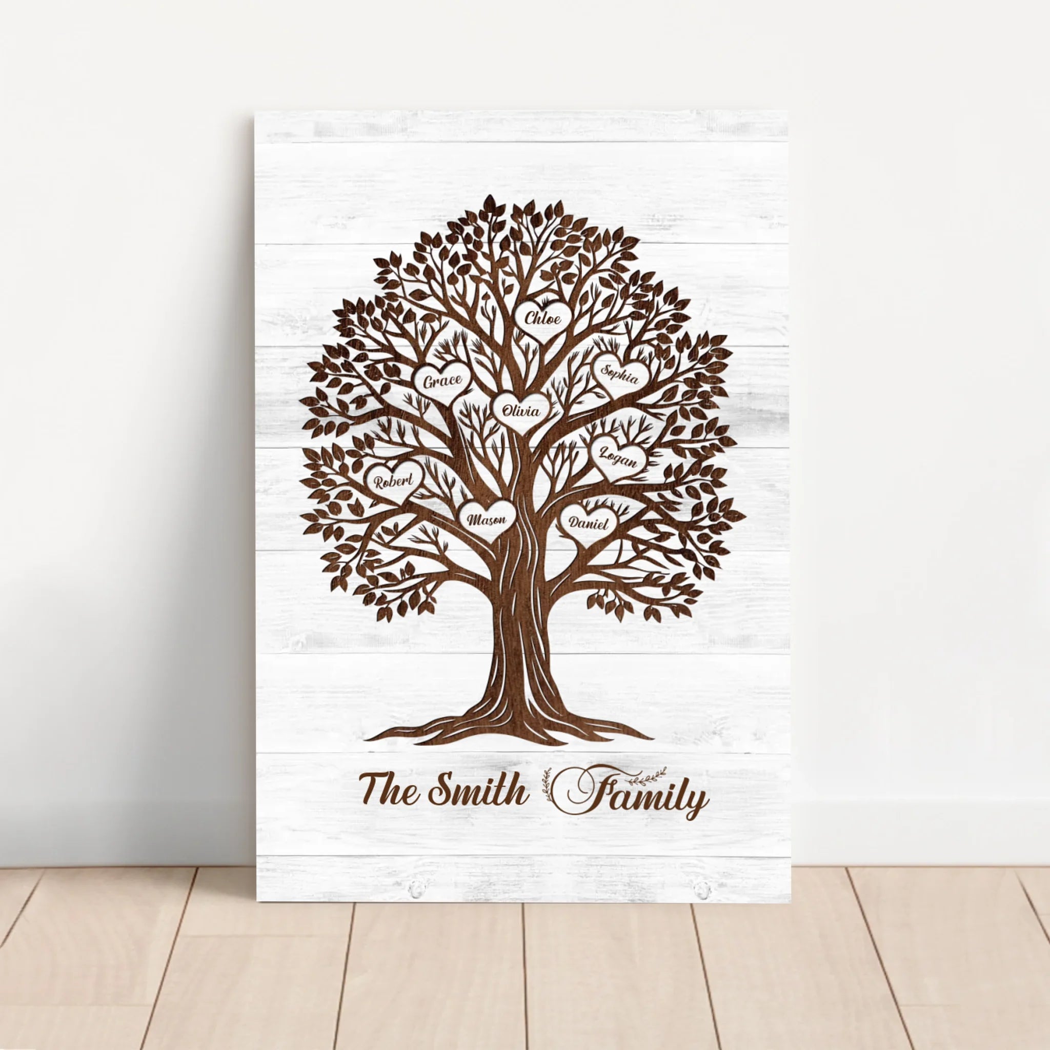 Personalized Canvas – Heart Name Family Tree