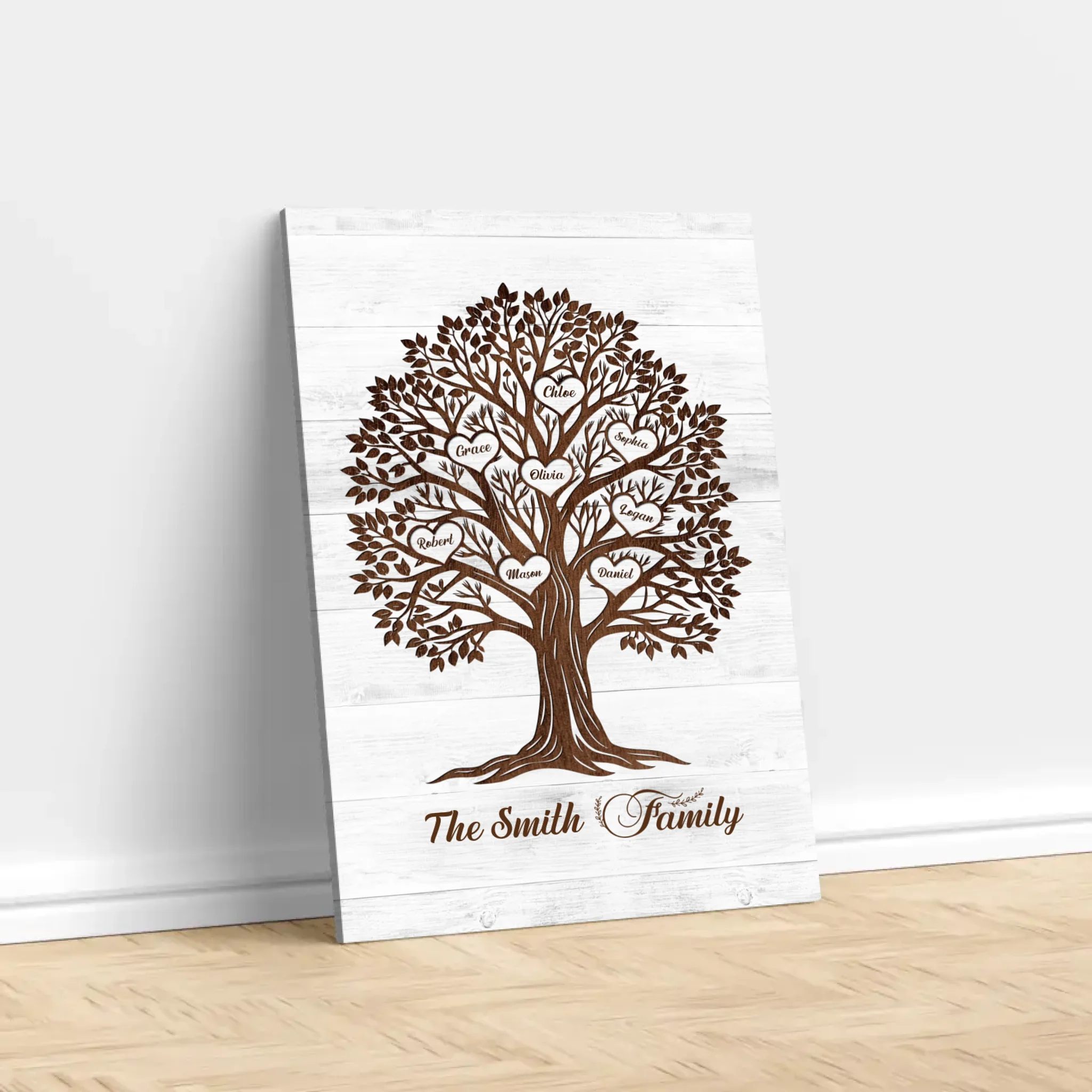 Personalized Canvas – Heart Name Family Tree