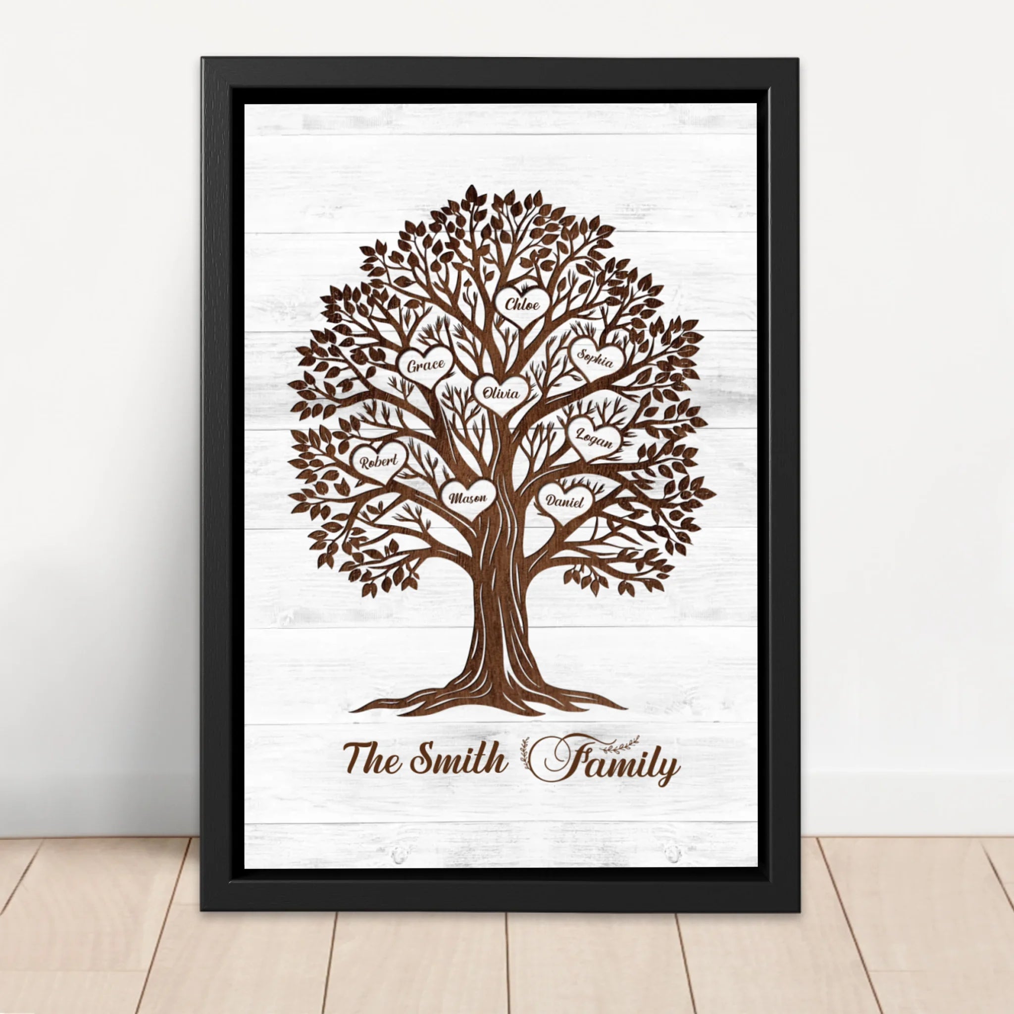 Personalized Canvas – Heart Name Family Tree