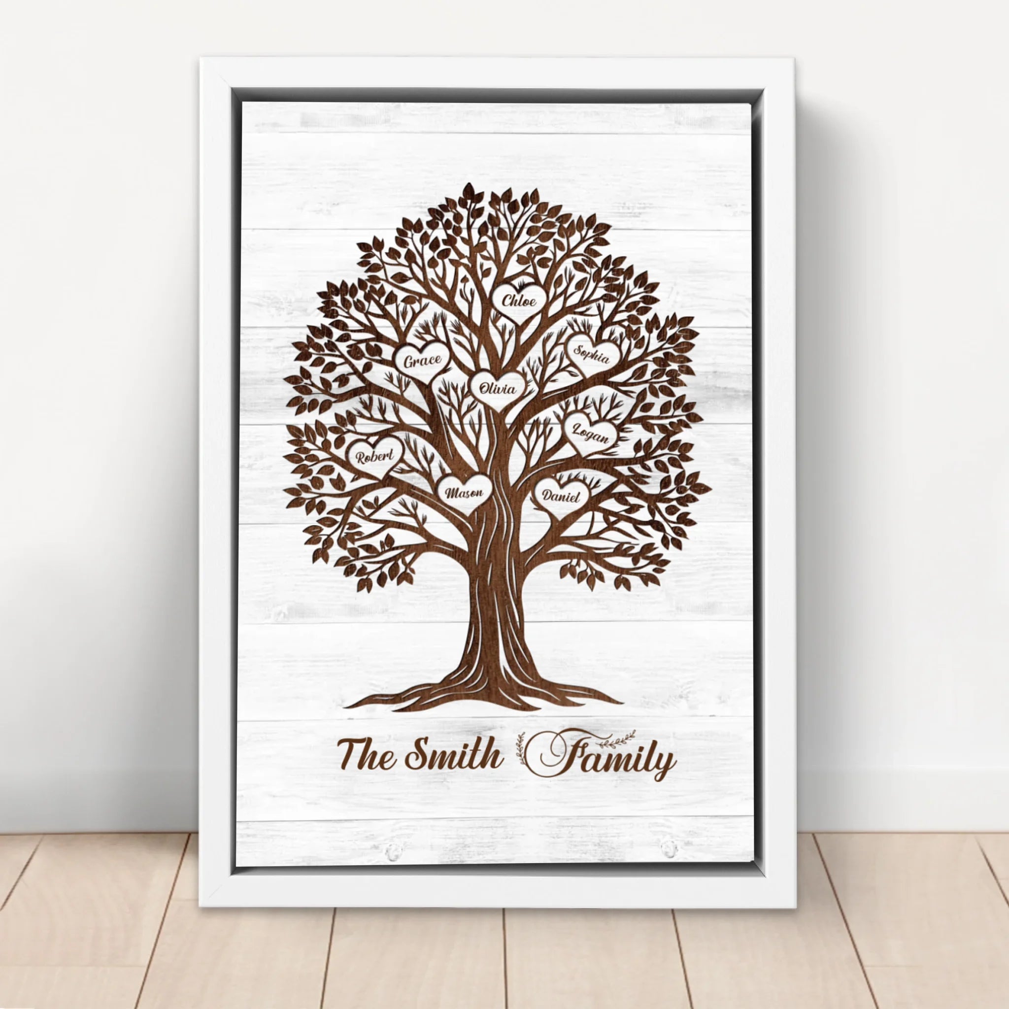 Personalized Canvas – Heart Name Family Tree