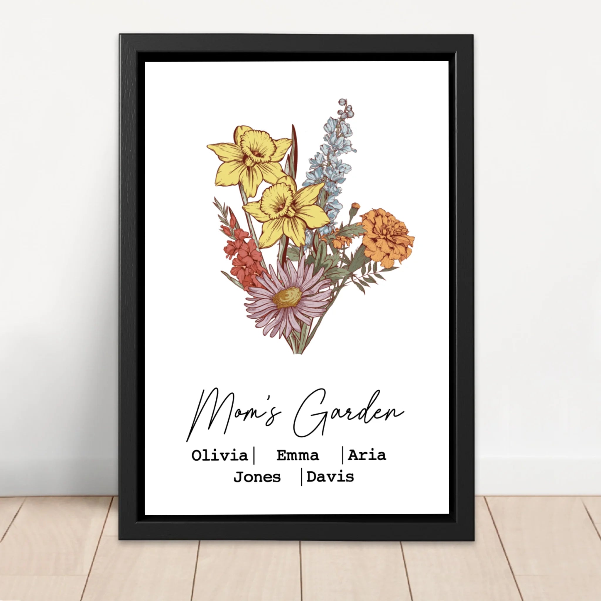 Personalized Canvas "Bouquet of birth flowers"