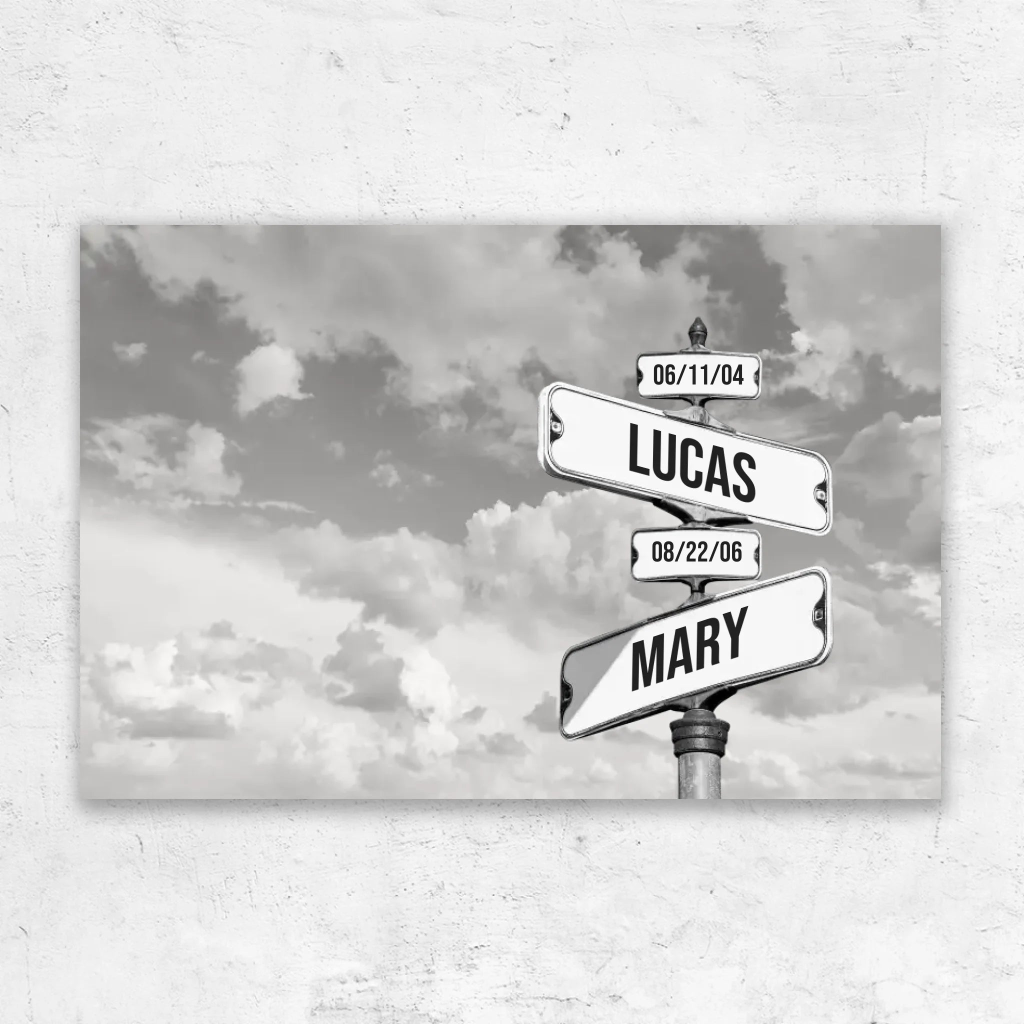 Personalized Canvas “Vintage street sign with children's date of birth - Horizontal”
