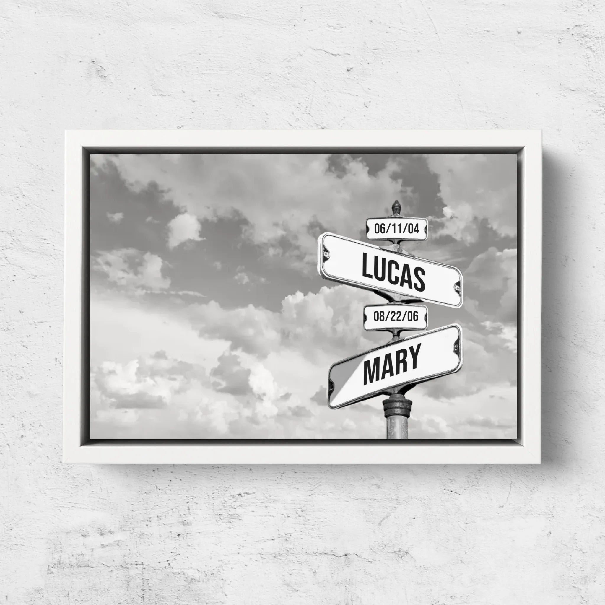 Personalized Canvas “Vintage street sign with children's date of birth - Horizontal”