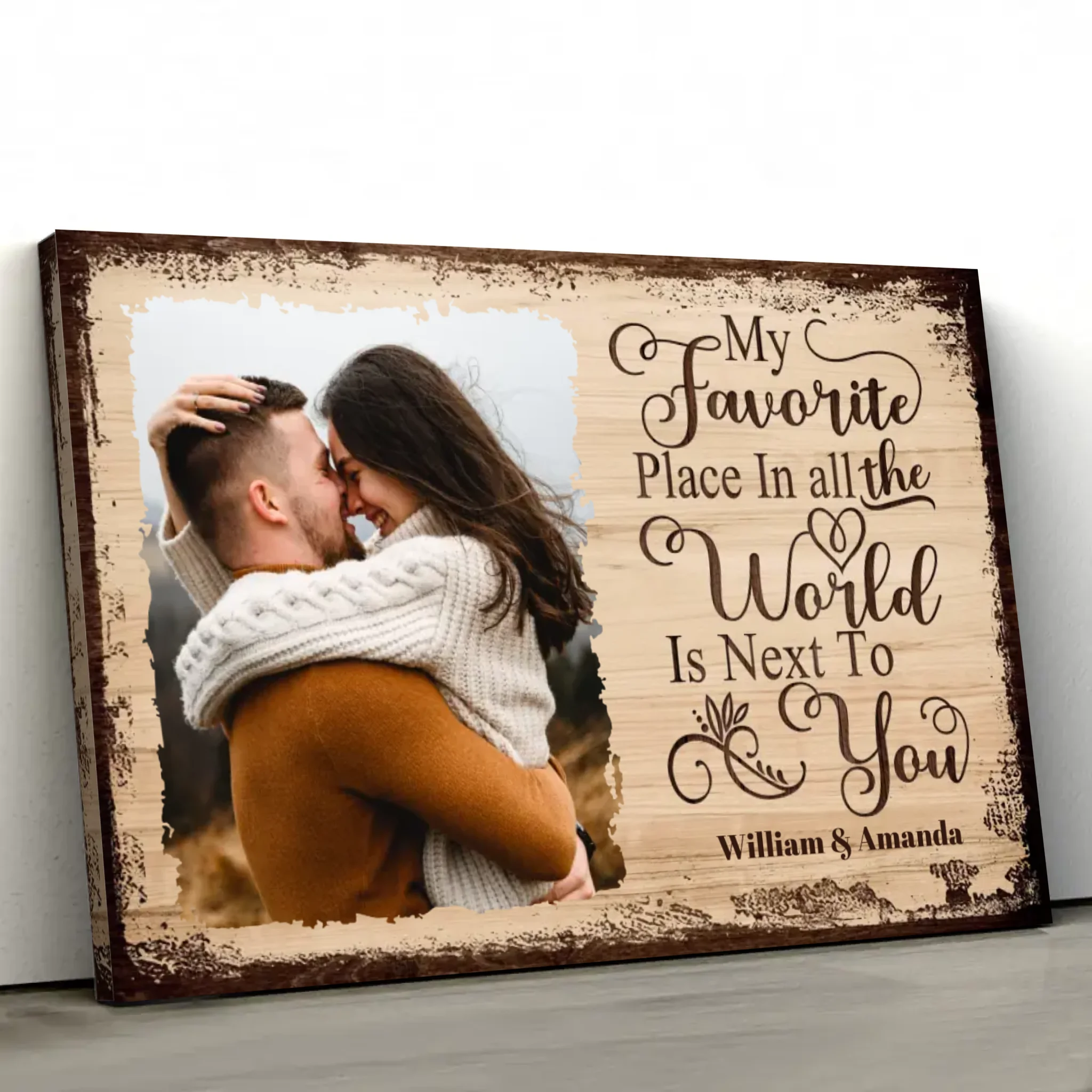 Personalized Canvas “My favorite place is next to you with picture”