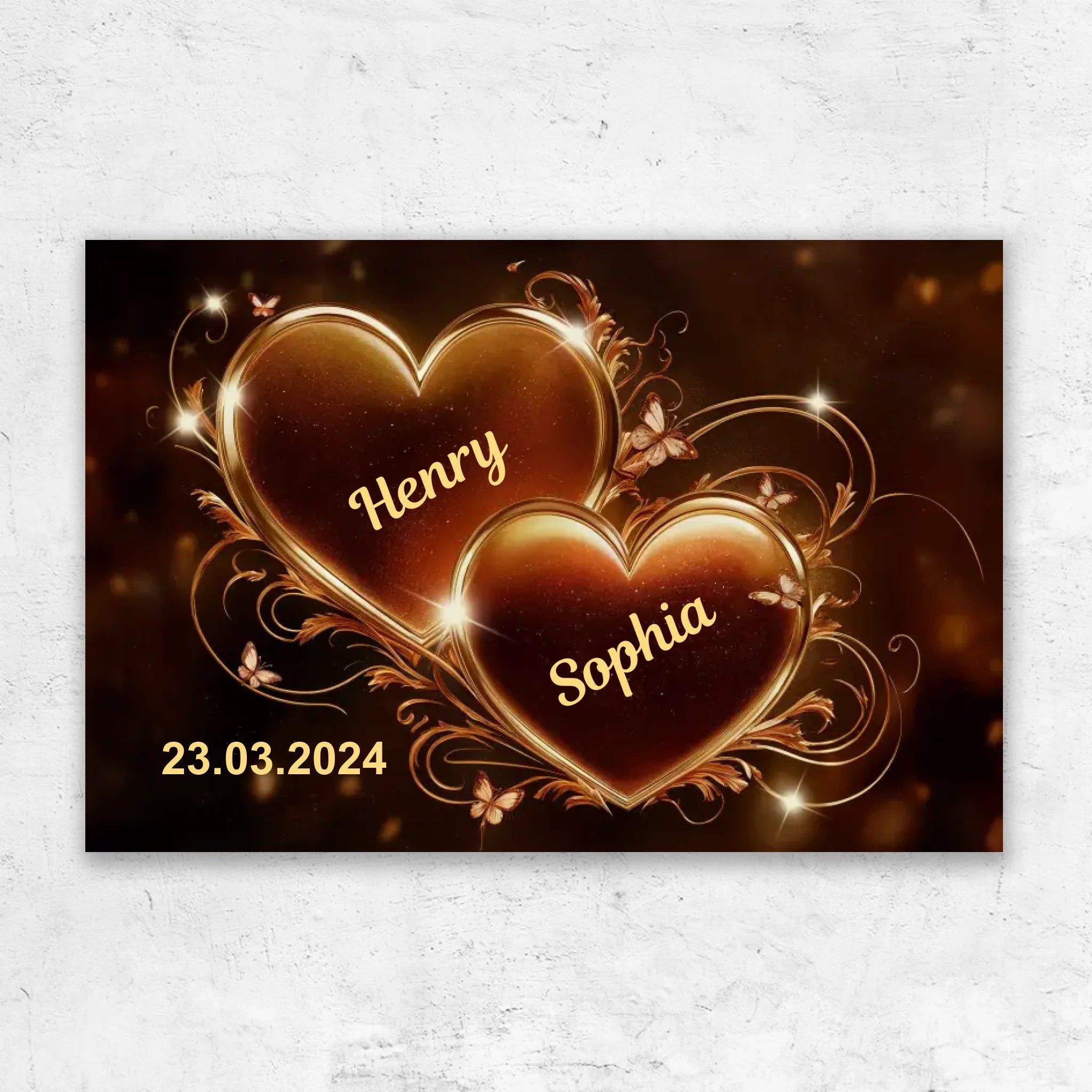 Personalized canvas “Sparkling hearts”