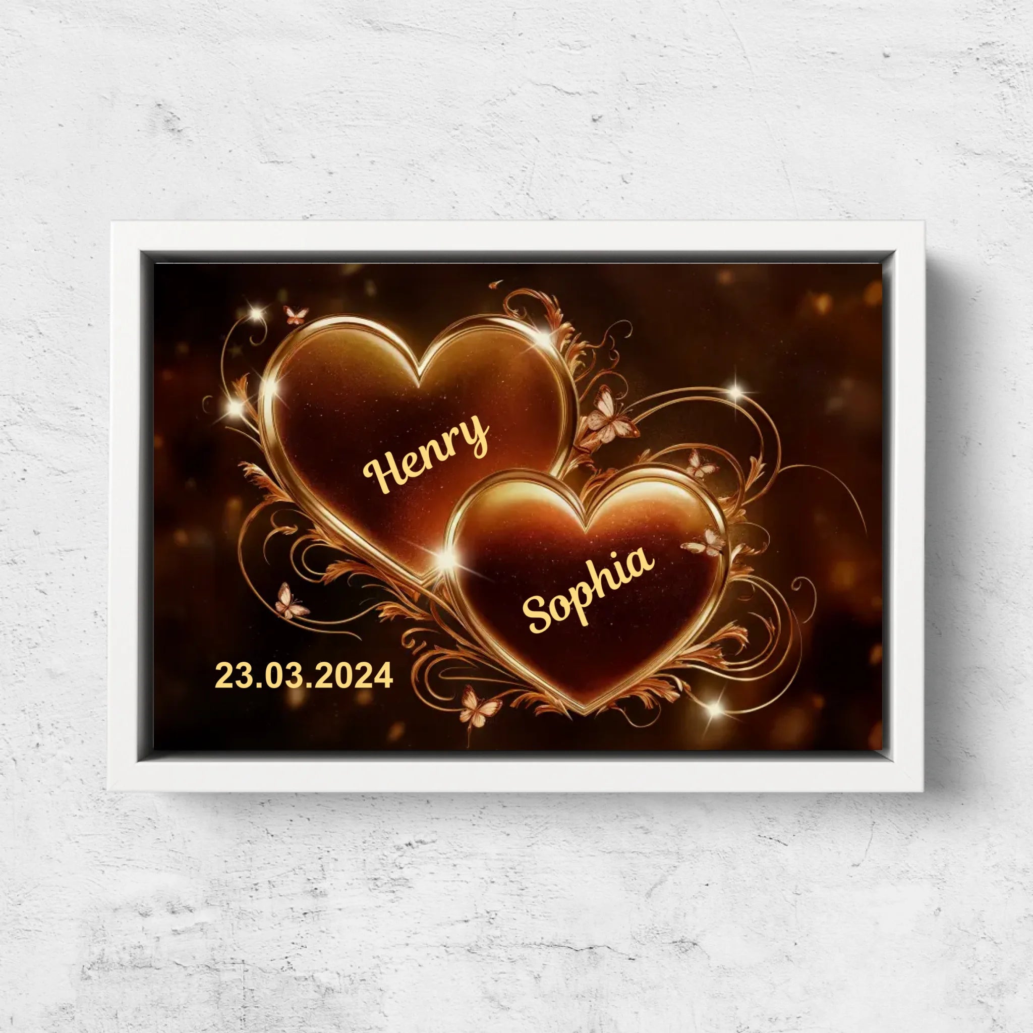 Personalized canvas “Sparkling hearts”