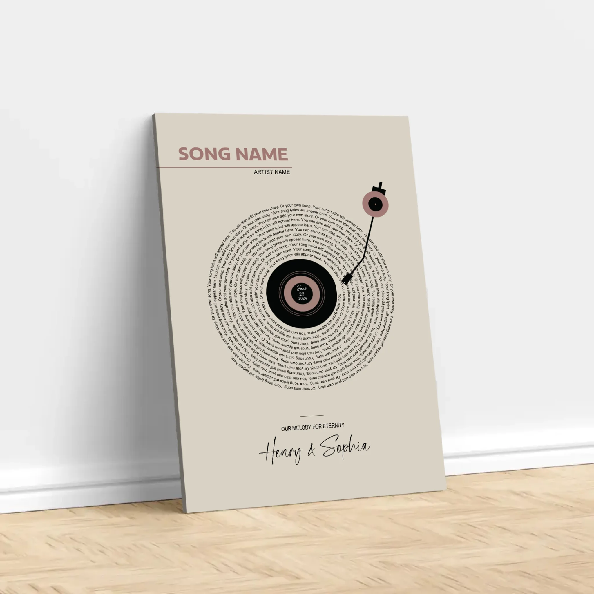 Personalized Canvas – Retro Vinyl Song Lyrics
