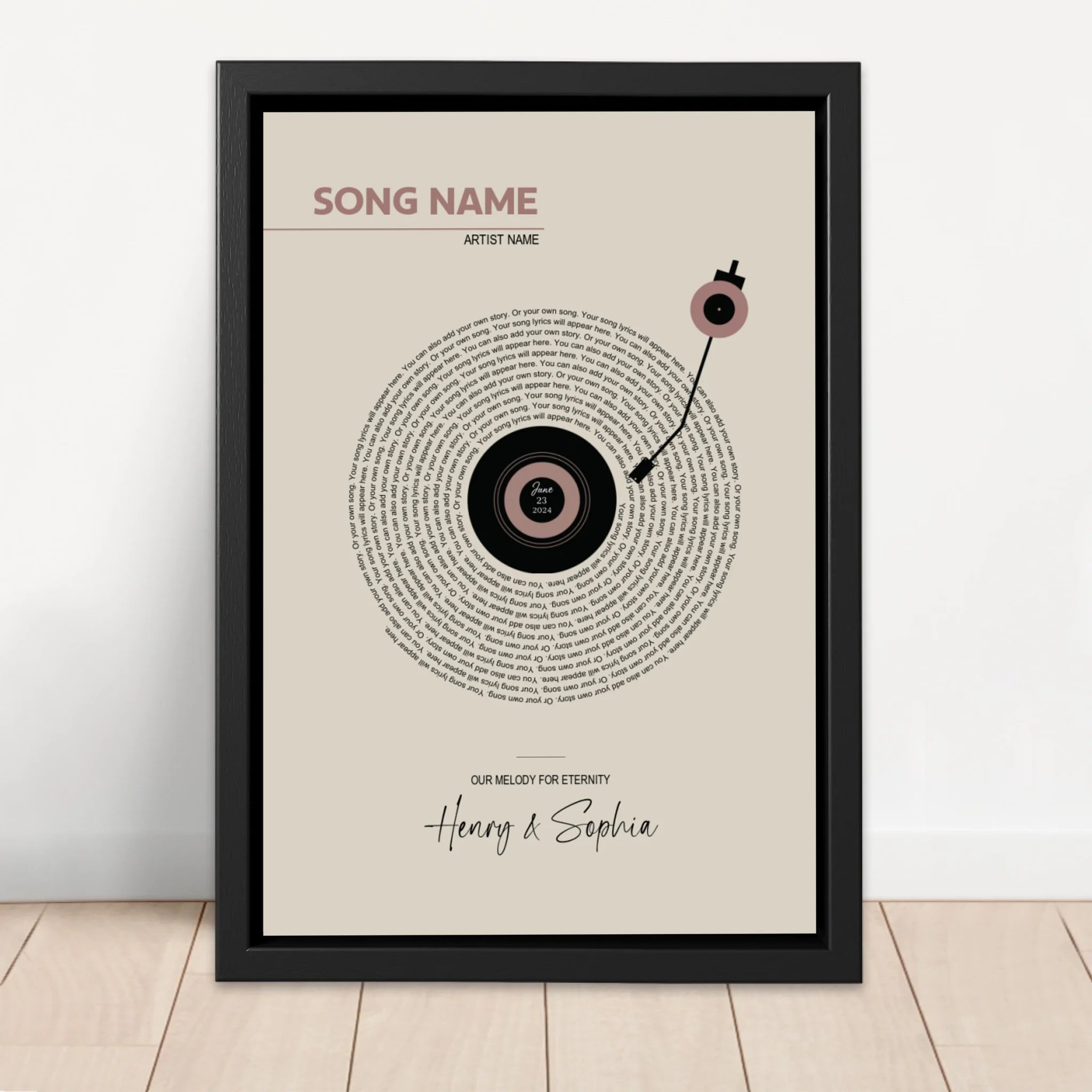 Personalized Canvas – Retro Vinyl Song Lyrics