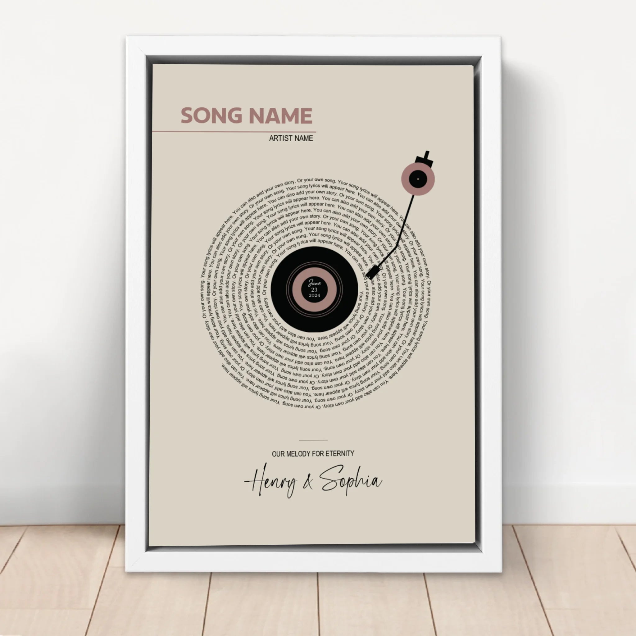 Personalized Canvas – Retro Vinyl Song Lyrics