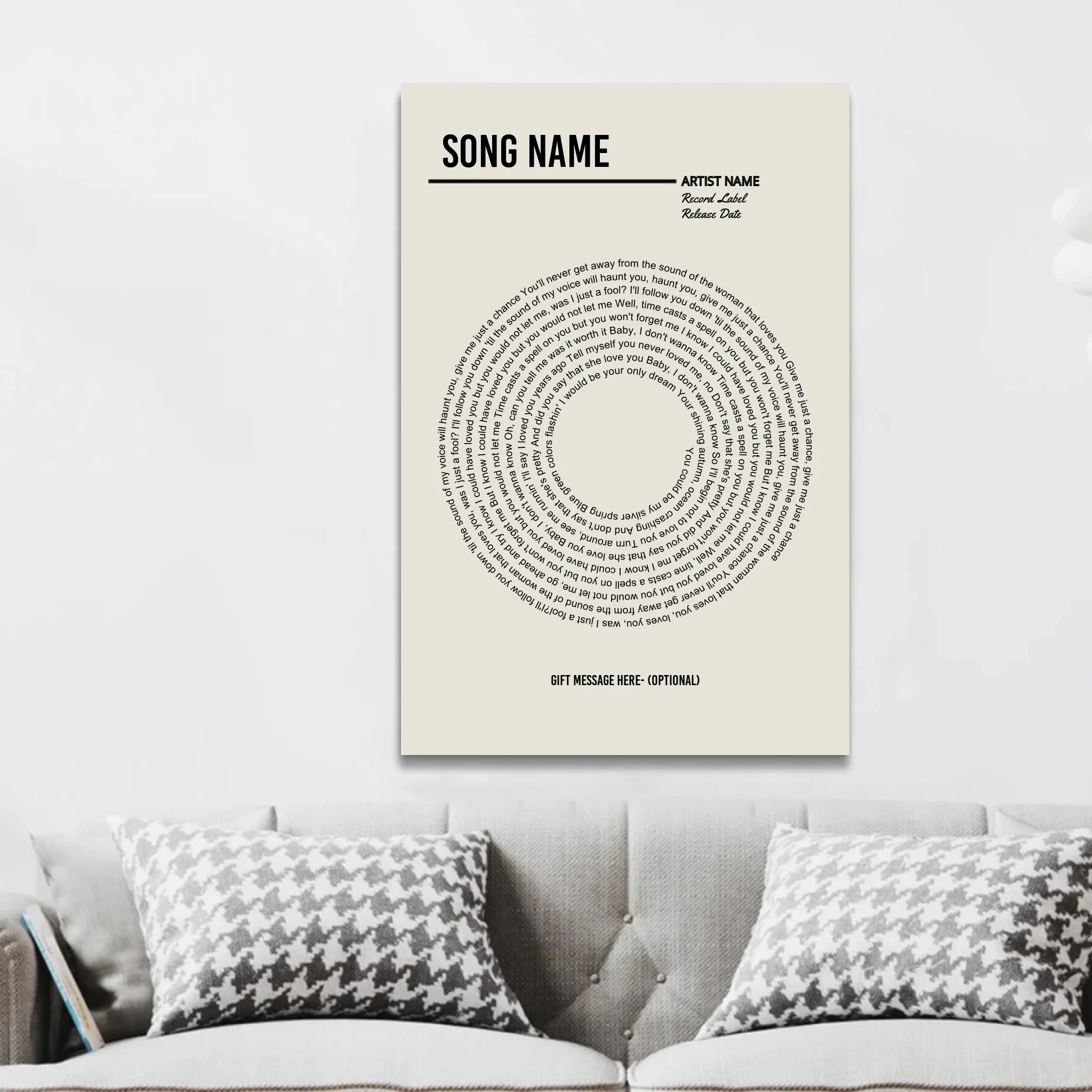 Personalized Canvas – Custom Vinyl Lyrics Print