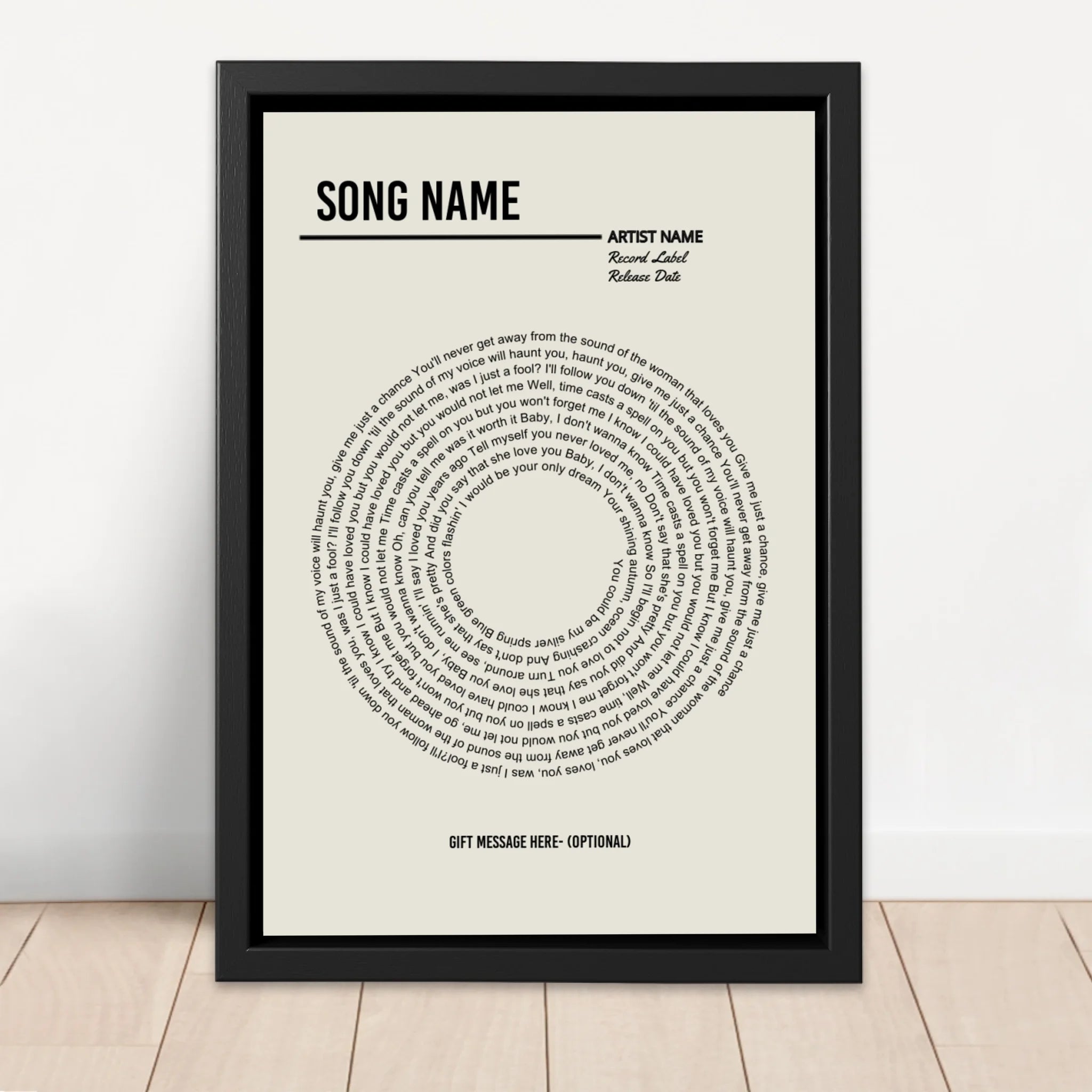Personalized Canvas – Custom Vinyl Lyrics Print