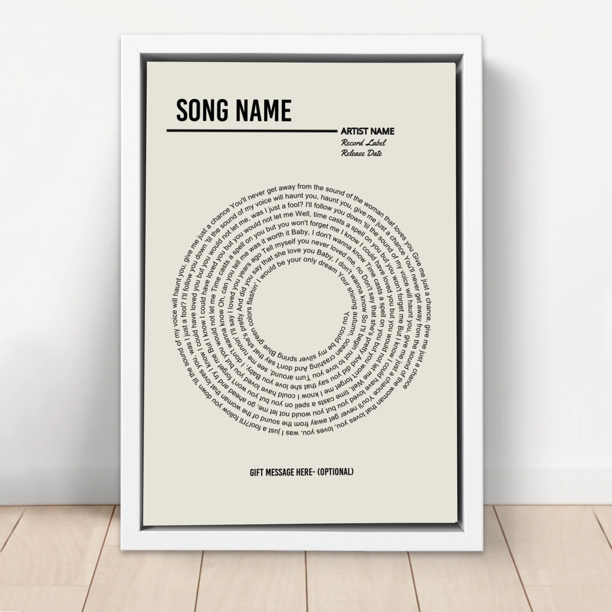 Personalized Canvas – Custom Vinyl Lyrics Print