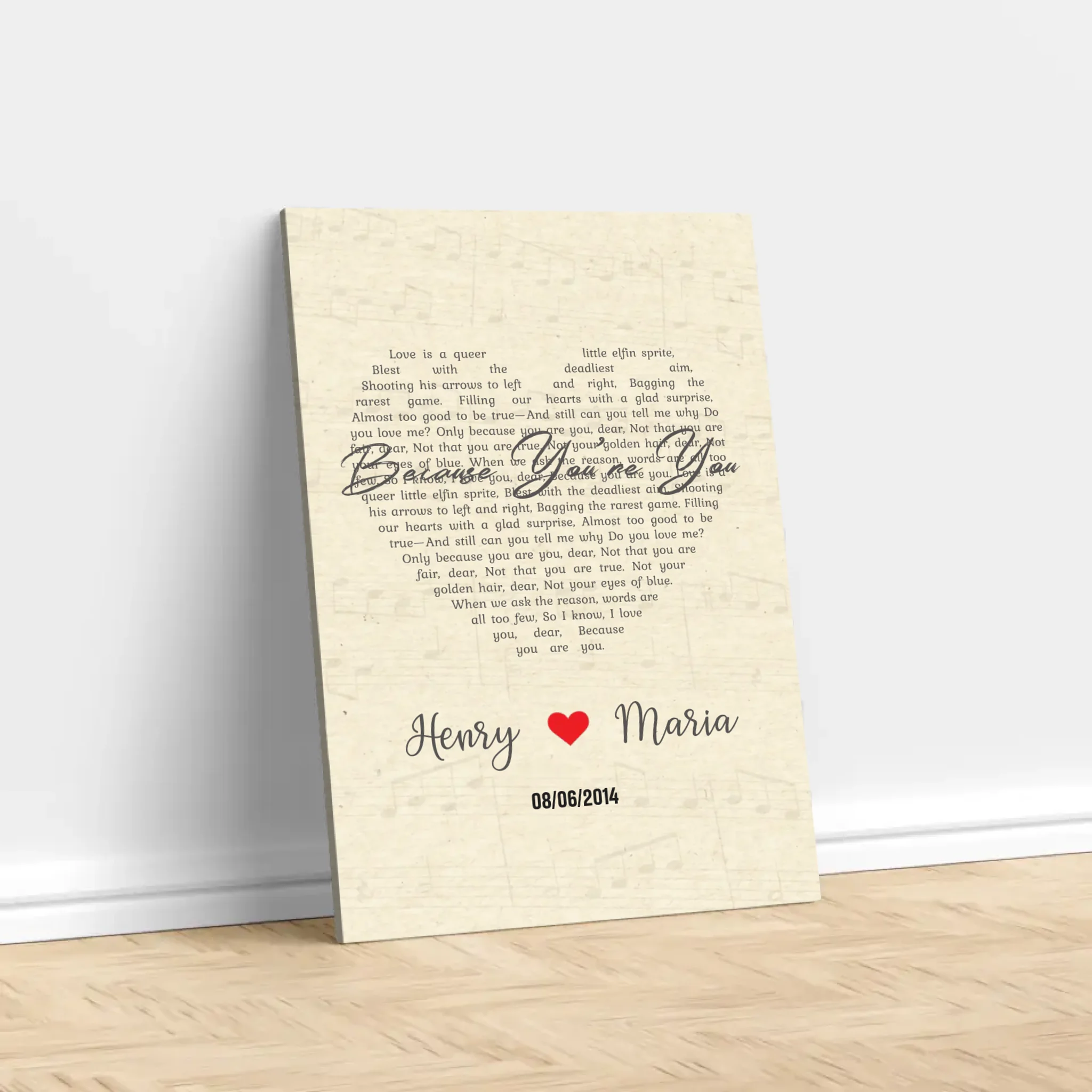 Personalized Canvas – Custom Heart-Shaped Song-Vertical