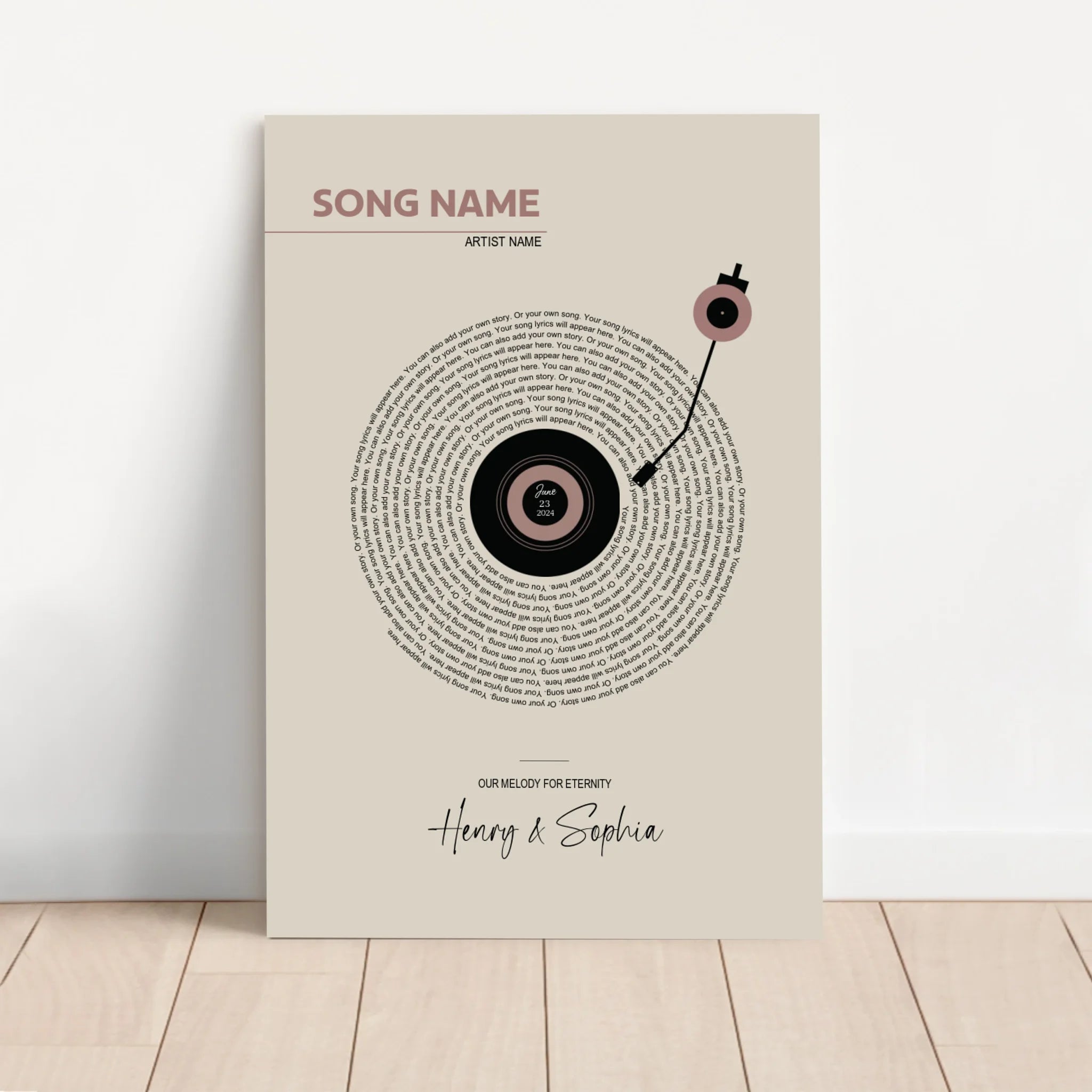 Personalized Canvas – Retro Vinyl Song Lyrics