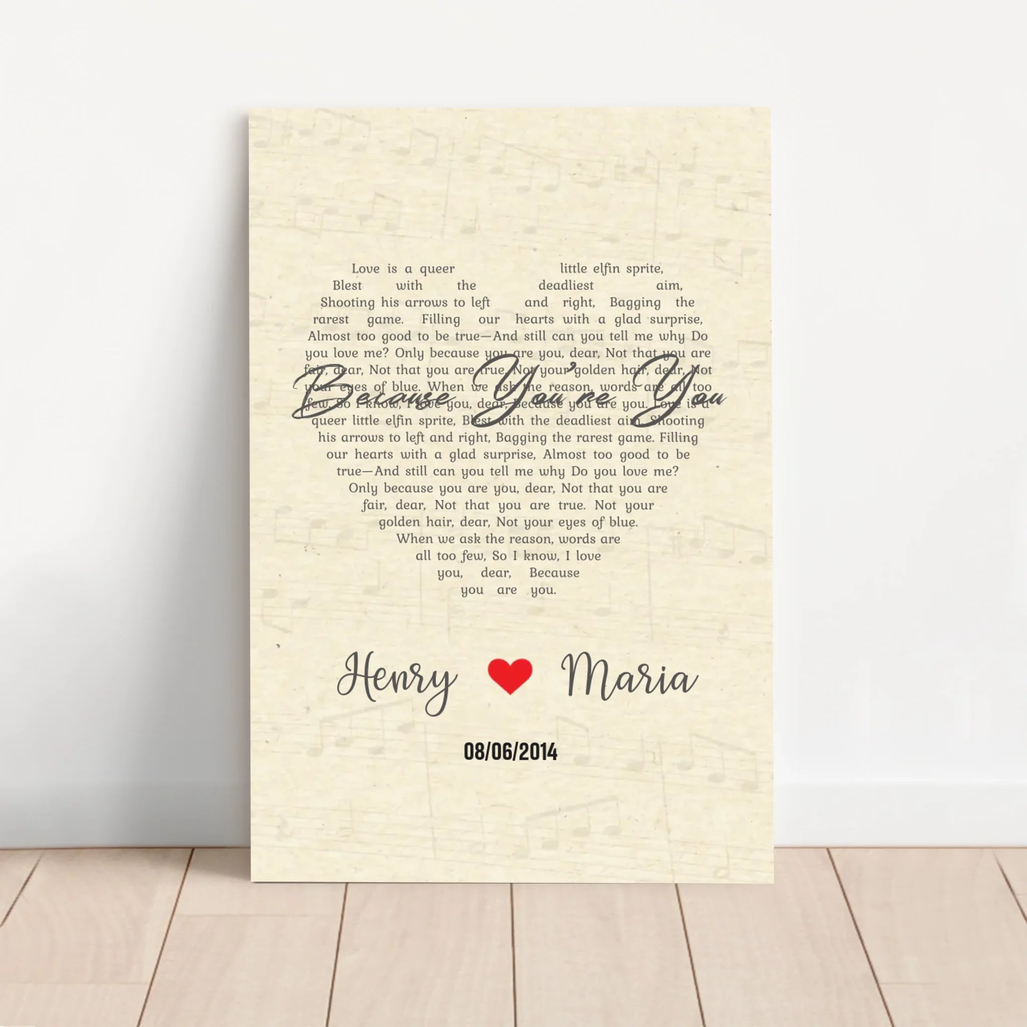 Personalized Canvas – Custom Heart-Shaped Song-Vertical