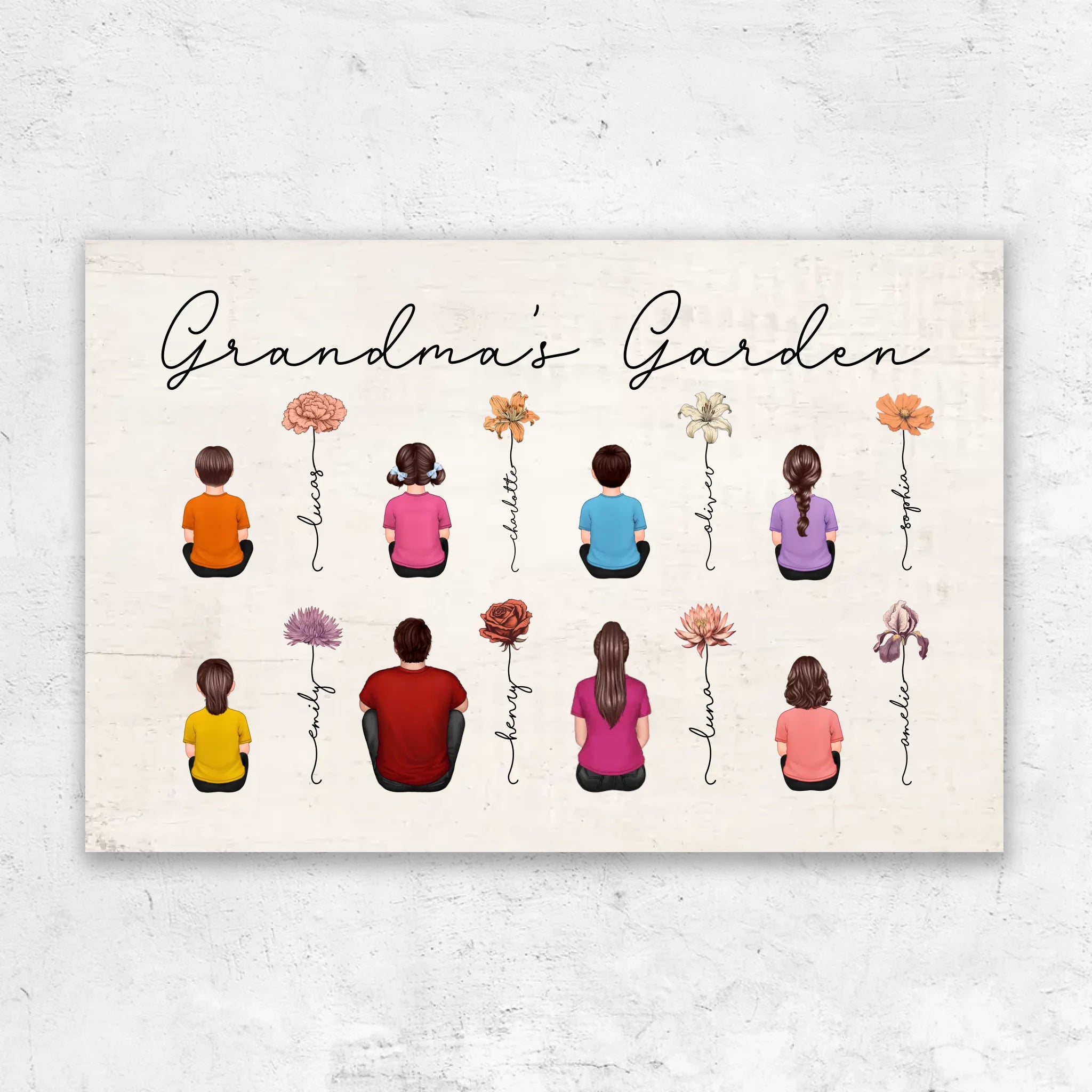 Personalized Canvas – Vintage Birth Month Flowers Garden