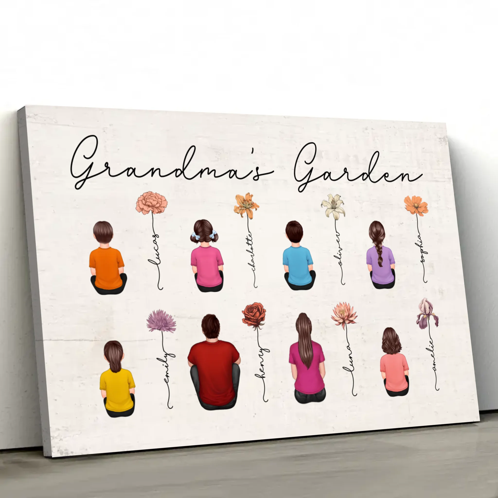 Personalized Canvas – Vintage Birth Month Flowers Garden
