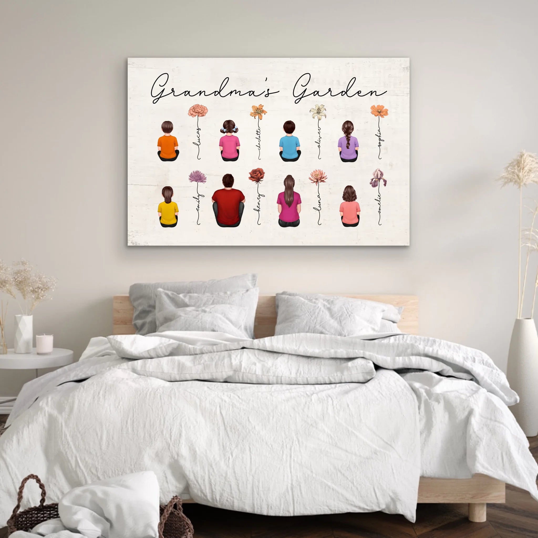 Personalized Canvas – Vintage Birth Month Flowers Garden