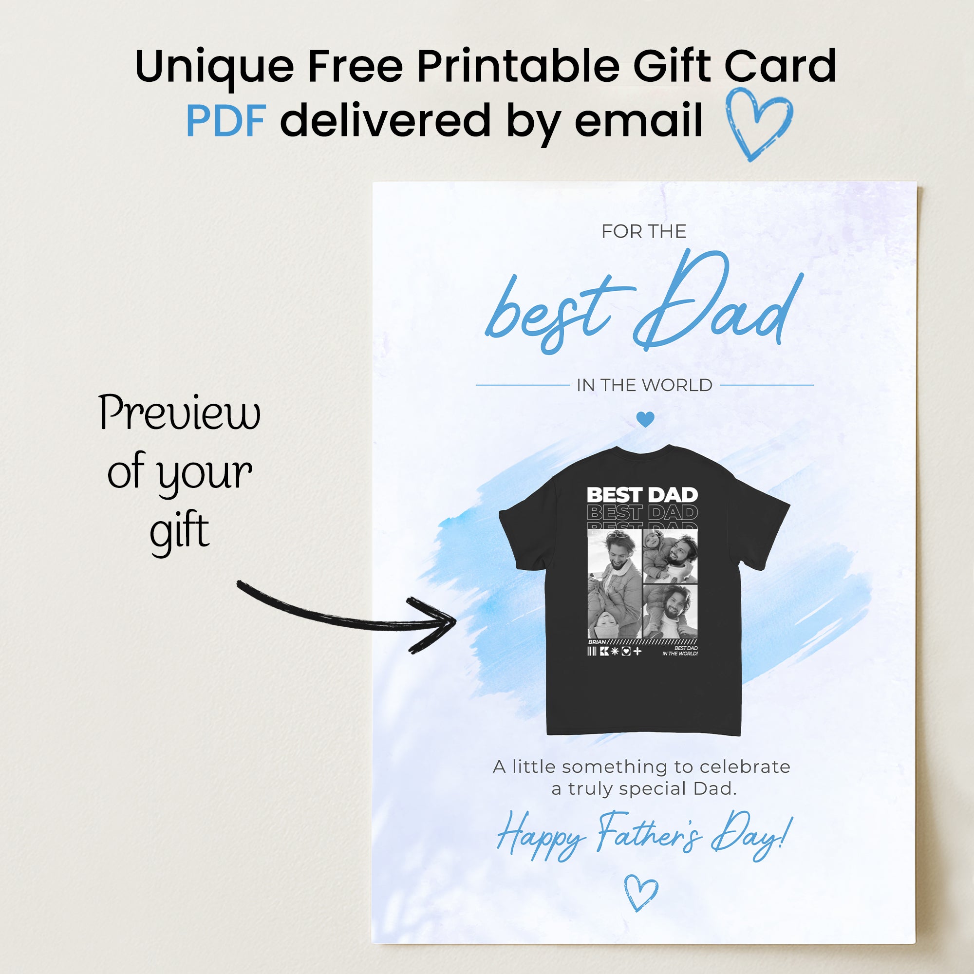 Preview of the Father's Day announcement card